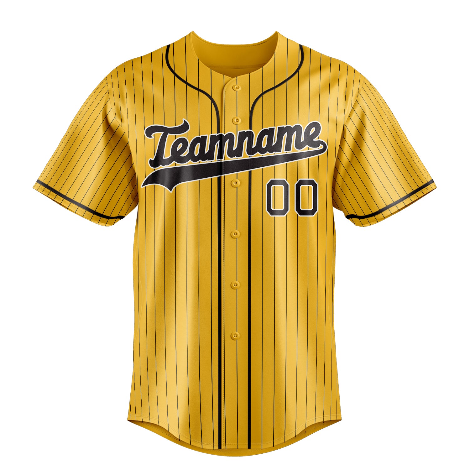 Custom Yellow & Black Black Pinstripe Fan Baseball Jersey