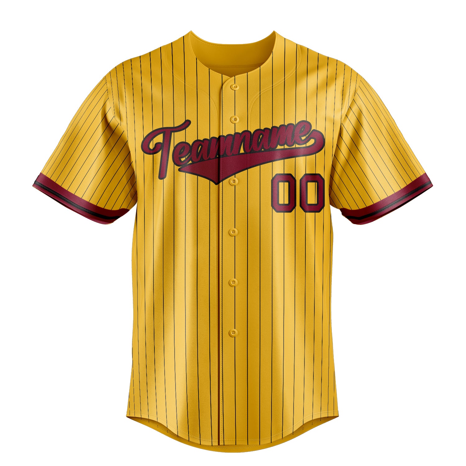 Custom Yellow & Crimson Black Pinstripe Fan Baseball Jersey