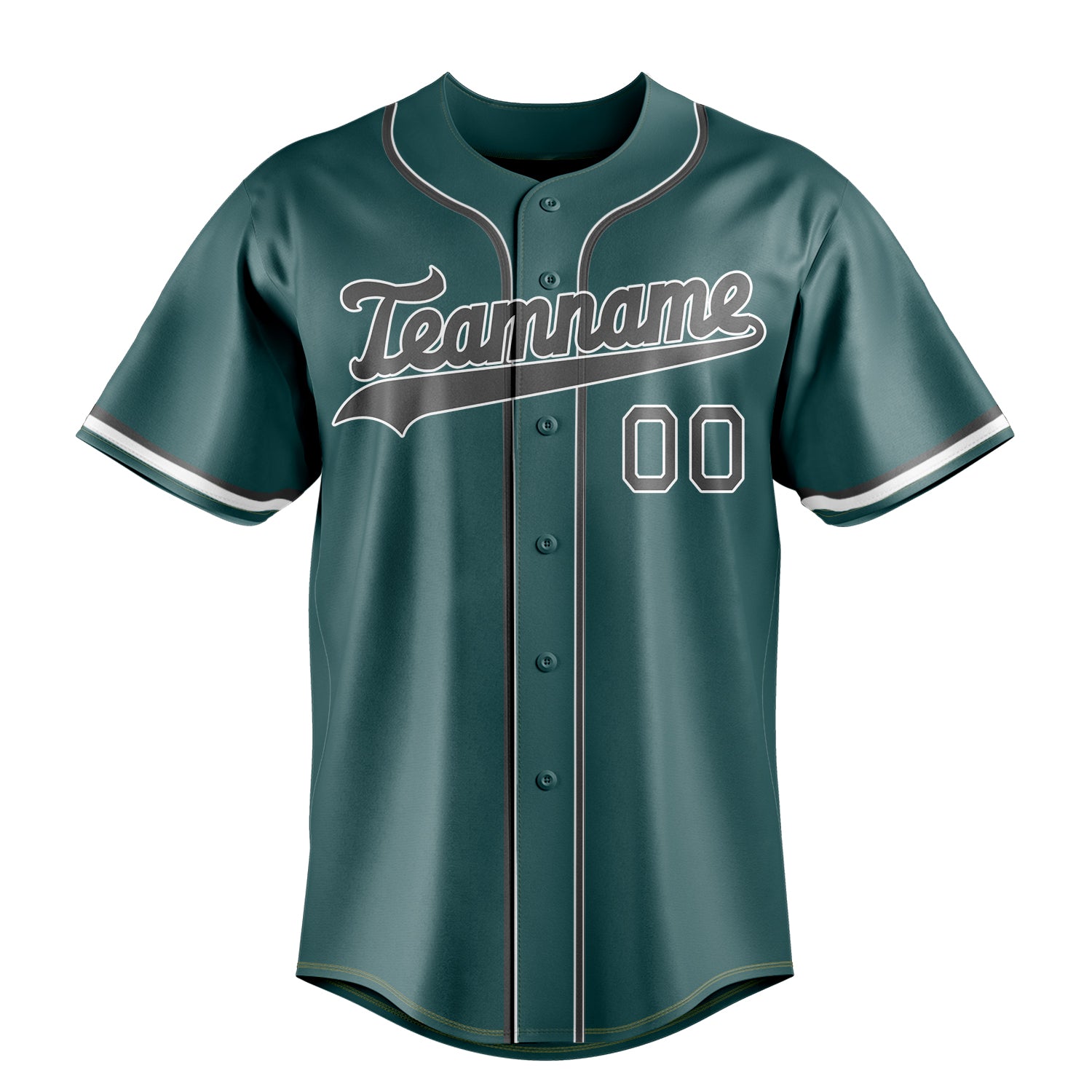 Custom Midnight Green & Gray Color Fan Baseball Jersey