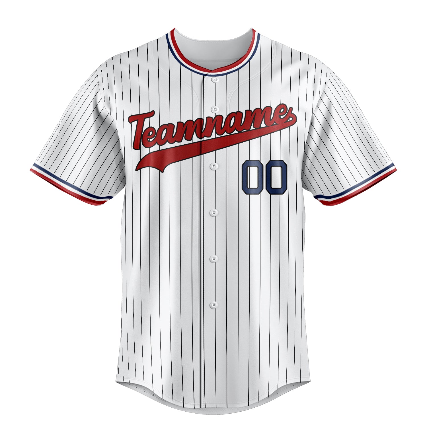 Custom White & Red Black Pinstripe Fan Baseball Jersey