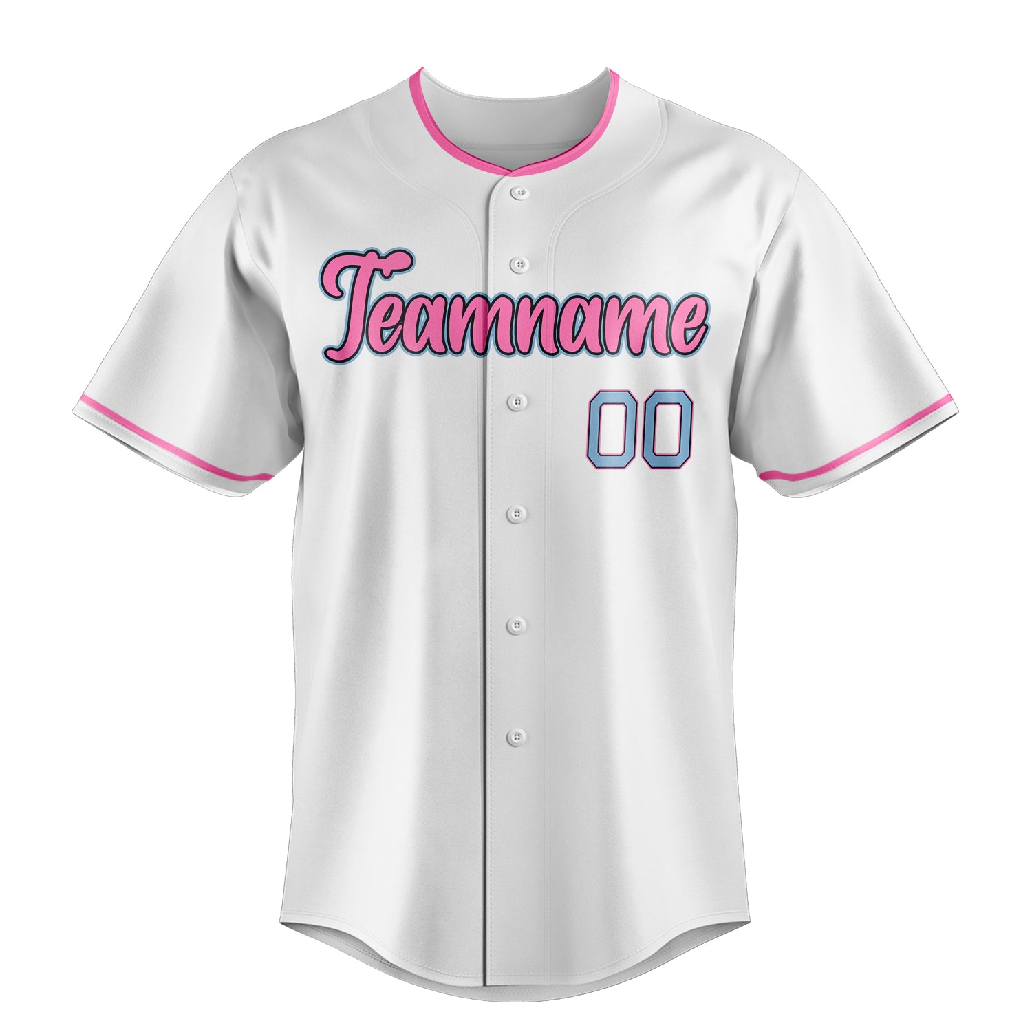 Custom White & Pink Color Fan Baseball Jersey