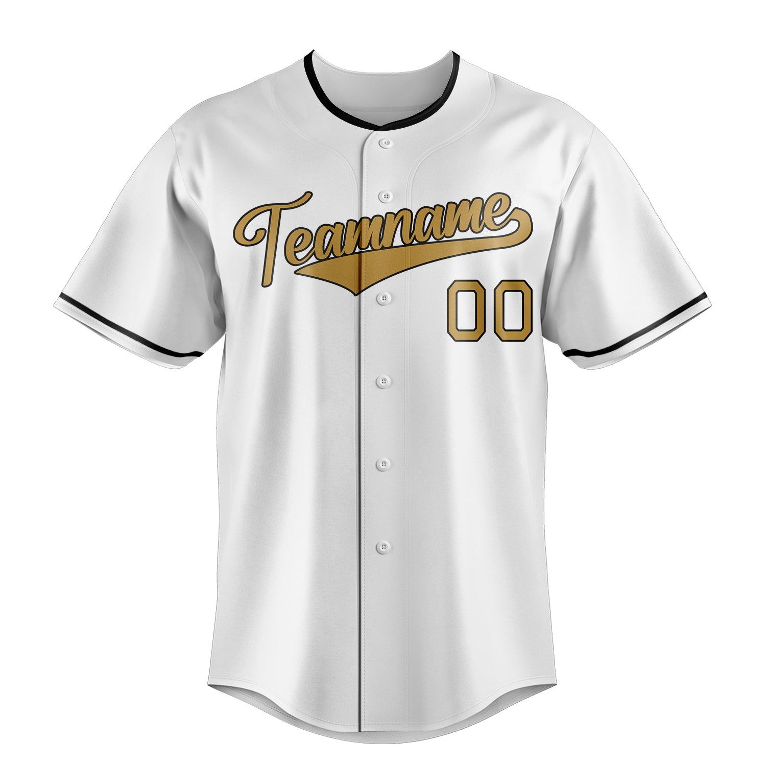 Custom White & Old Gold Color Fan Baseball Jersey