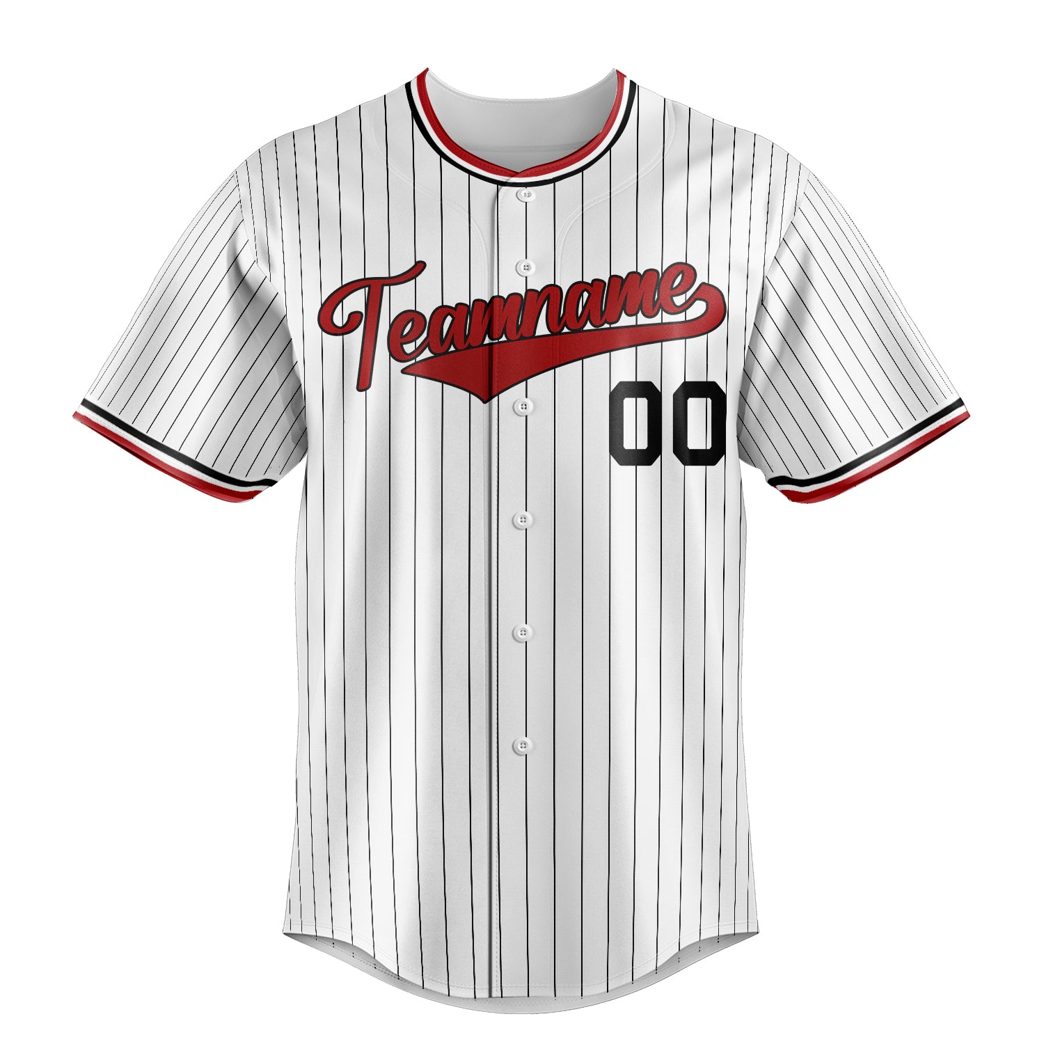 Custom White & Red Black Pinstripe Fan Baseball Jersey