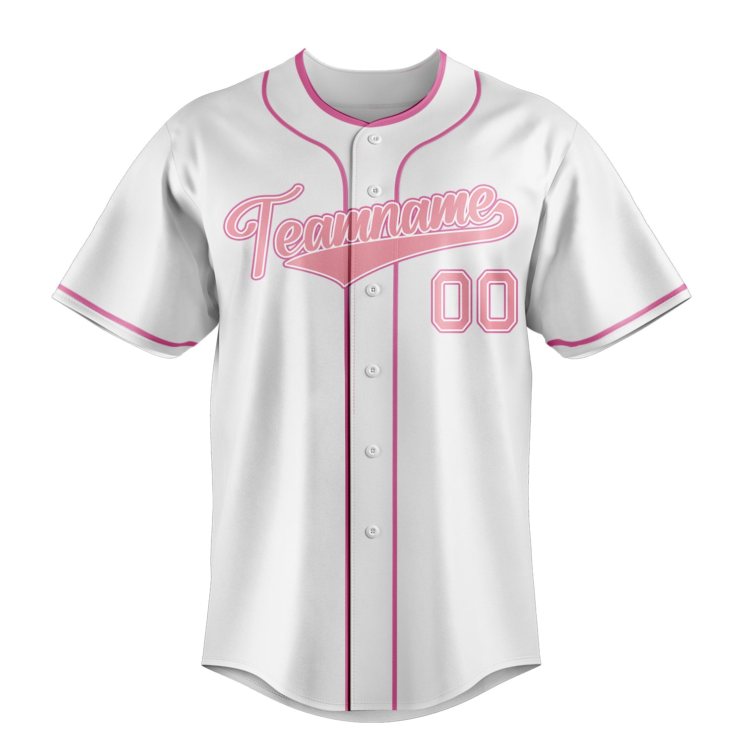 Custom White & Pink Color Fan Baseball Jersey