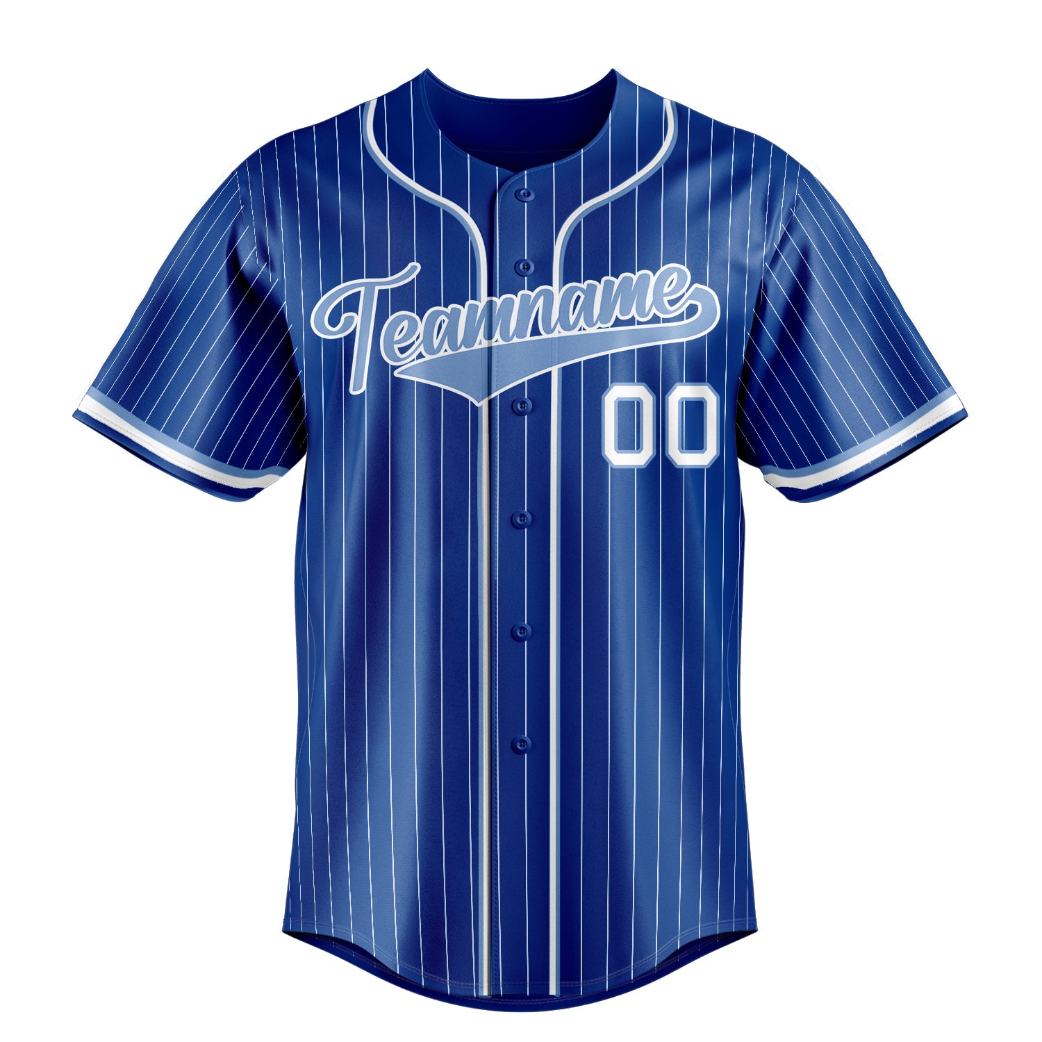 Custom Royal & Light Blue White Pinstripe Fan Baseball Jersey
