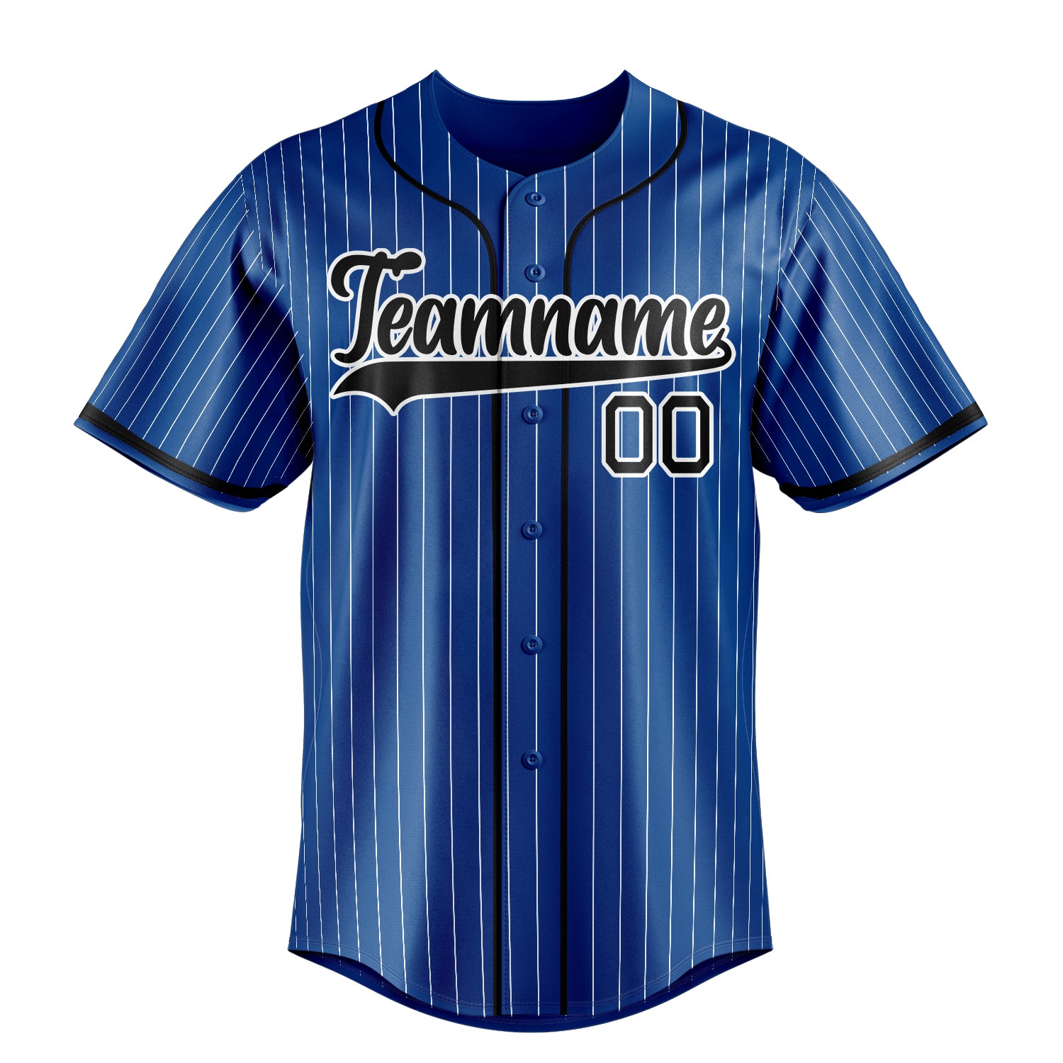 Custom Royal & Black White Pinstripe Fan Baseball Jersey
