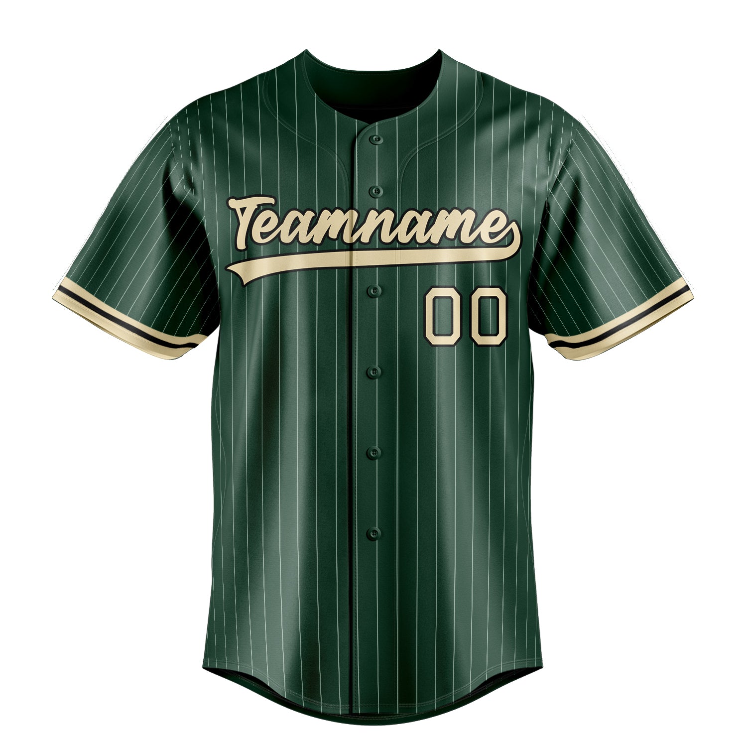 Custom Green & Cream White Pinstripe Fan Baseball Jersey
