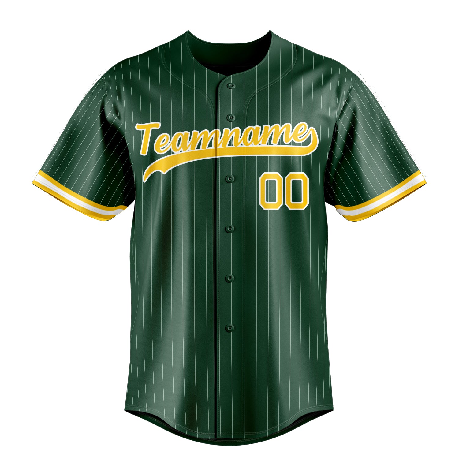 Custom Green & Gold White Pinstripe Fan Baseball Jersey