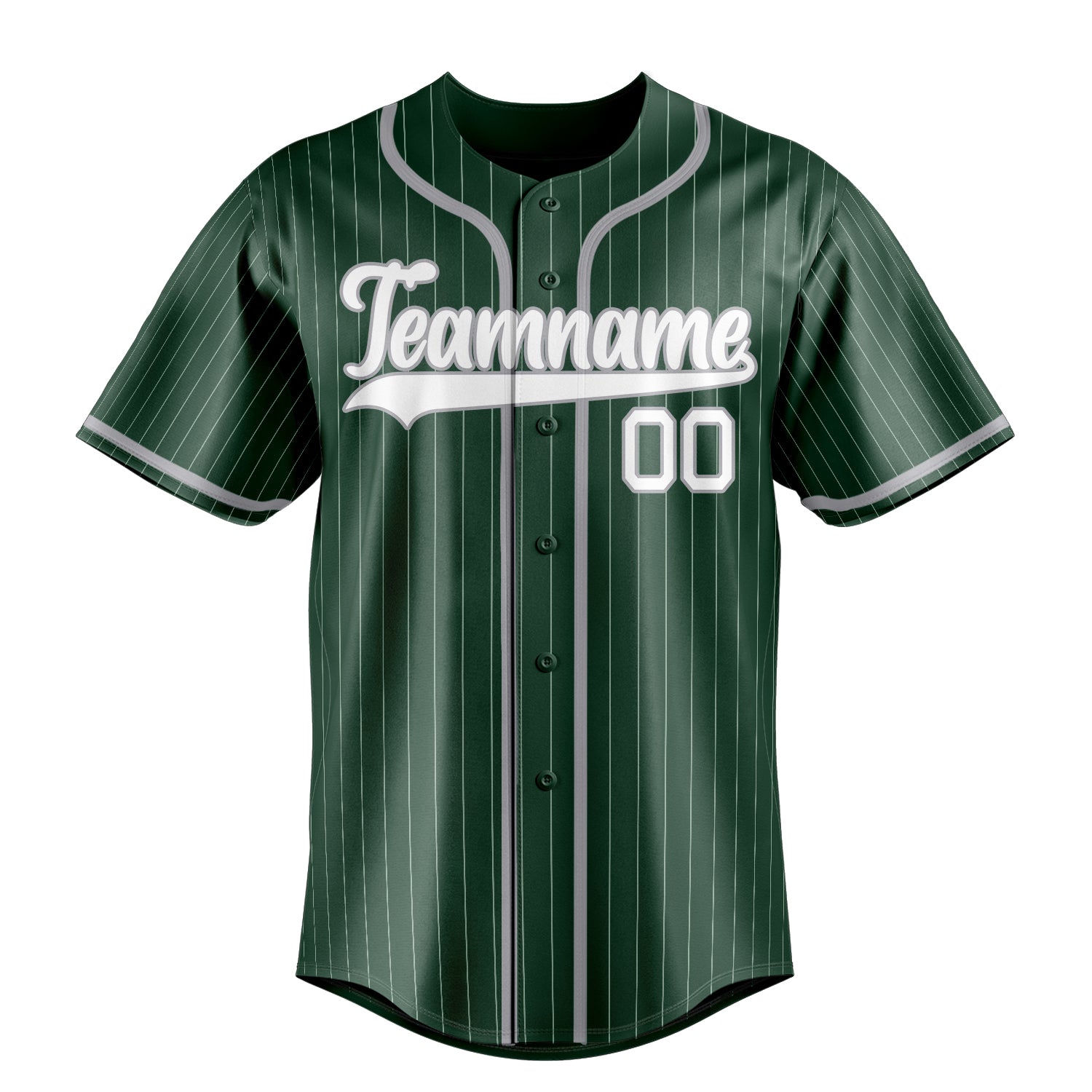 Custom Green & Gray White Pinstripe Fan Baseball Jersey