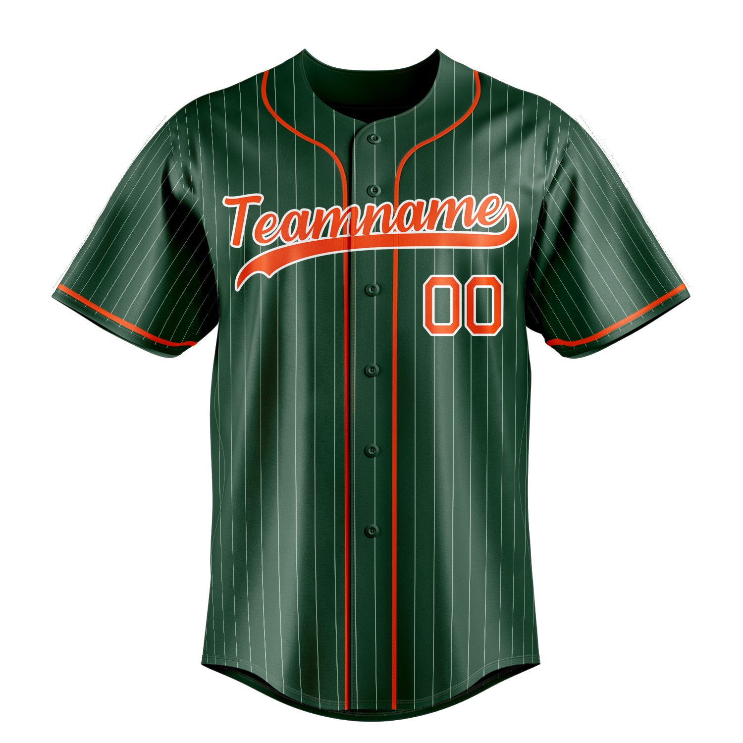 Custom Green & Orange White Pinstripe Fan Baseball Jersey