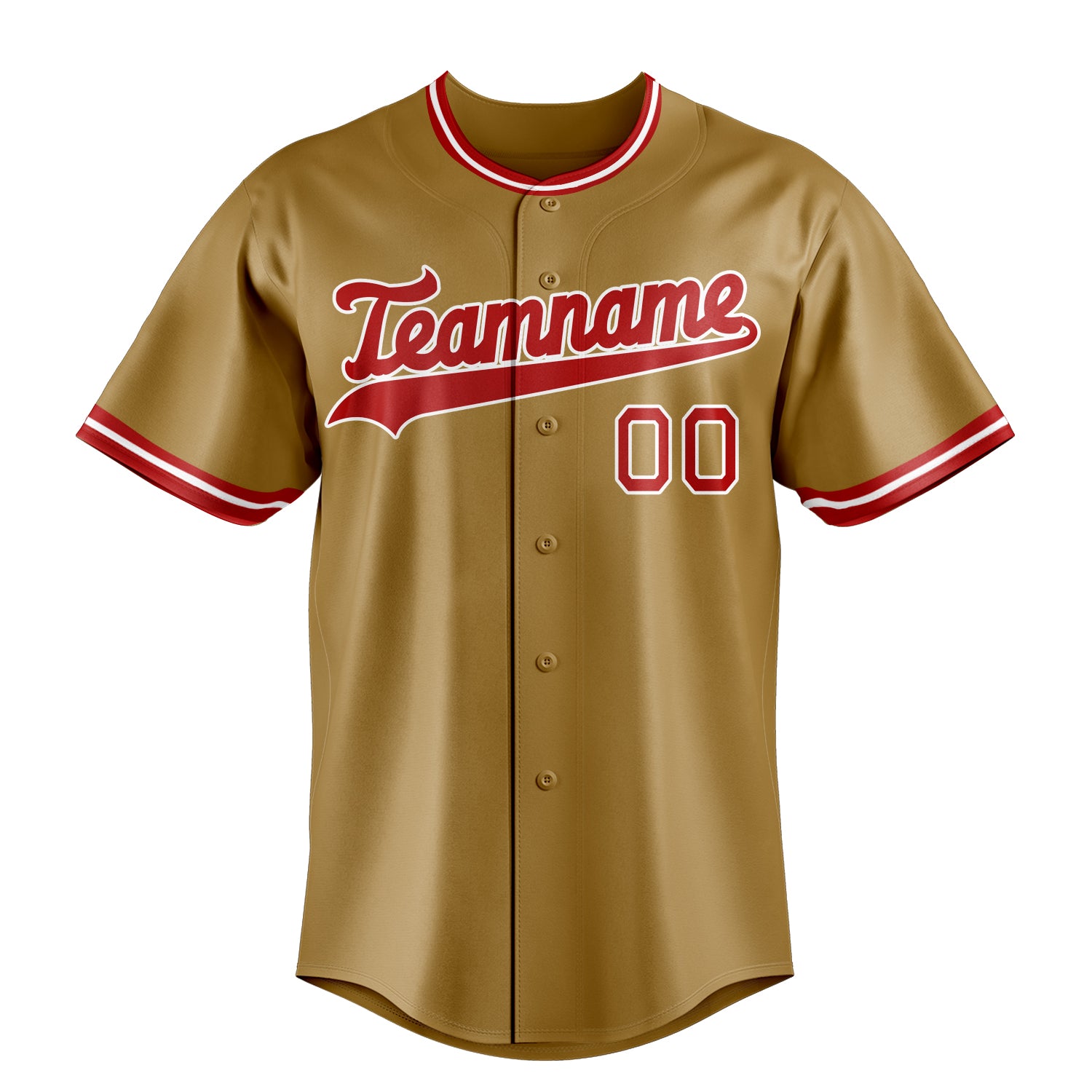 Custom Old Gold & Red Color Fan Baseball Jersey
