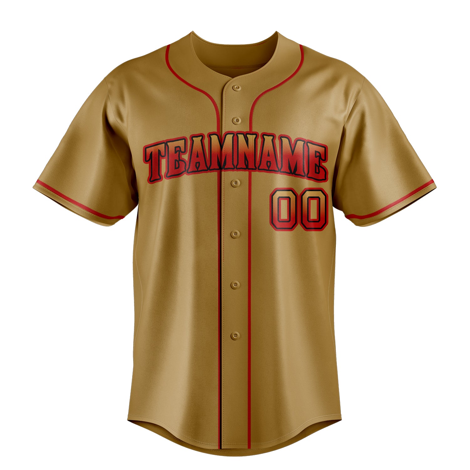 Custom Old Gold & Red Color Fan Baseball Jersey