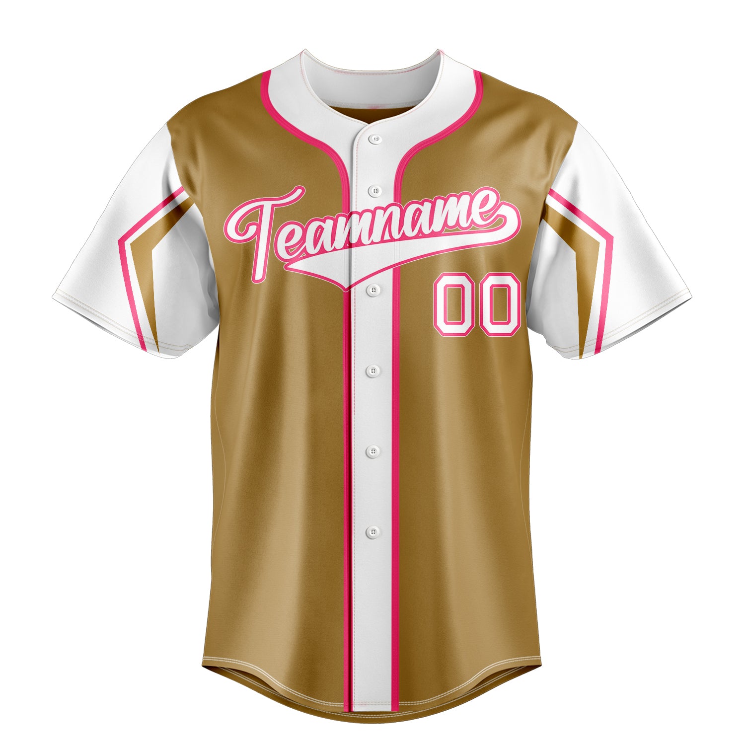 Custom Old Gold & White 3 Colors Arm Shapes Fan Baseball Jersey