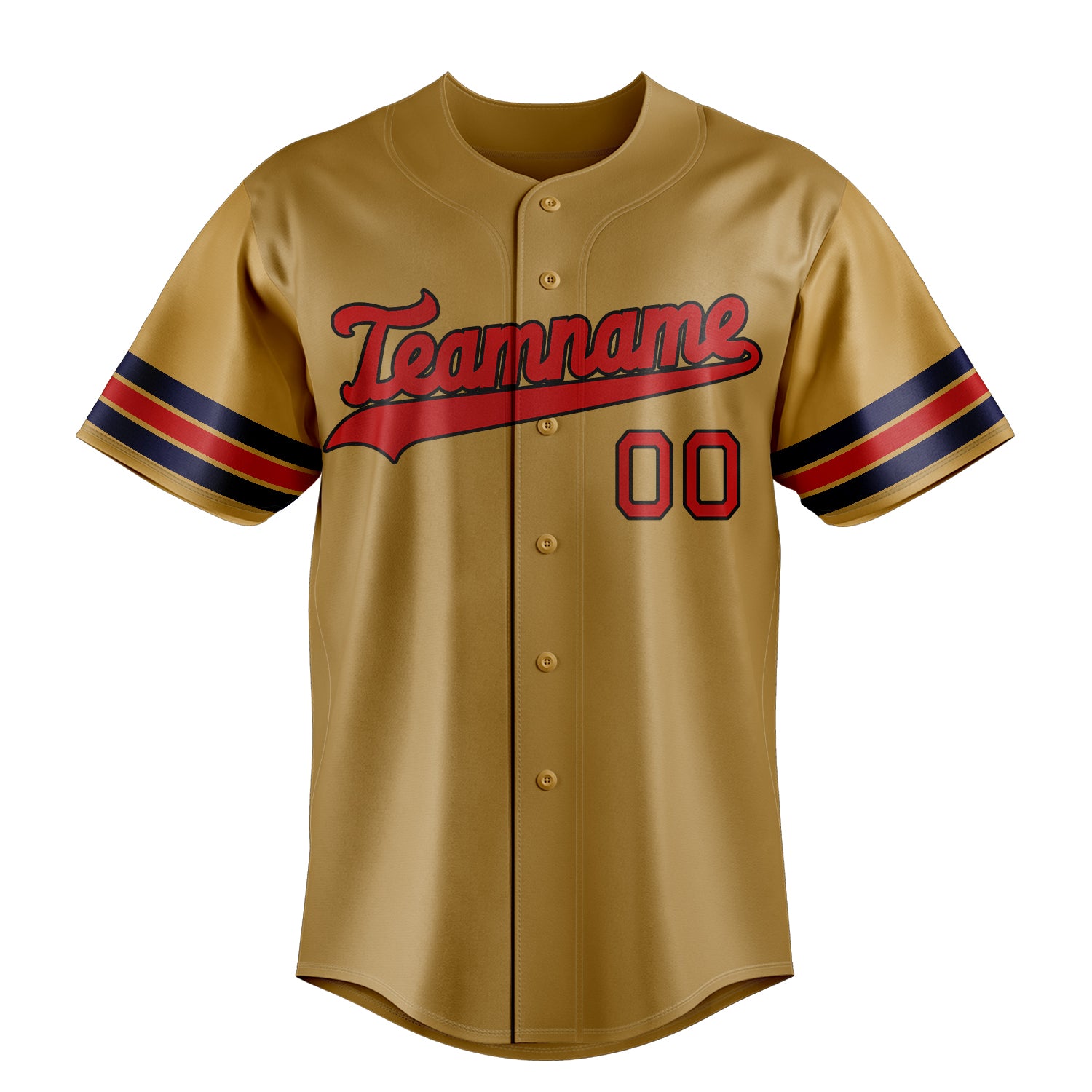Custom Old Gold & Red Color Fan Baseball Jersey