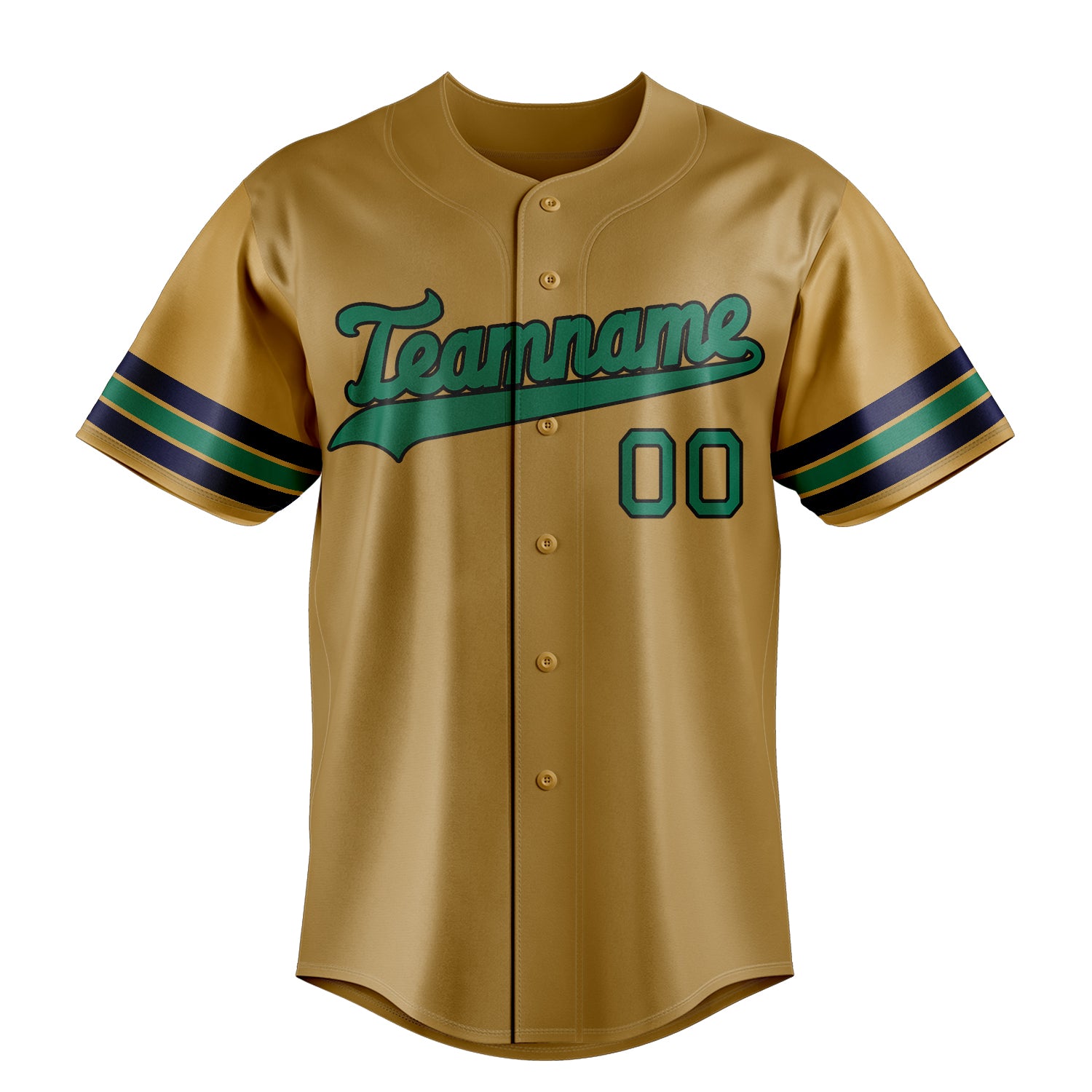 Custom Old Gold & Kelly Green Color Fan Baseball Jersey