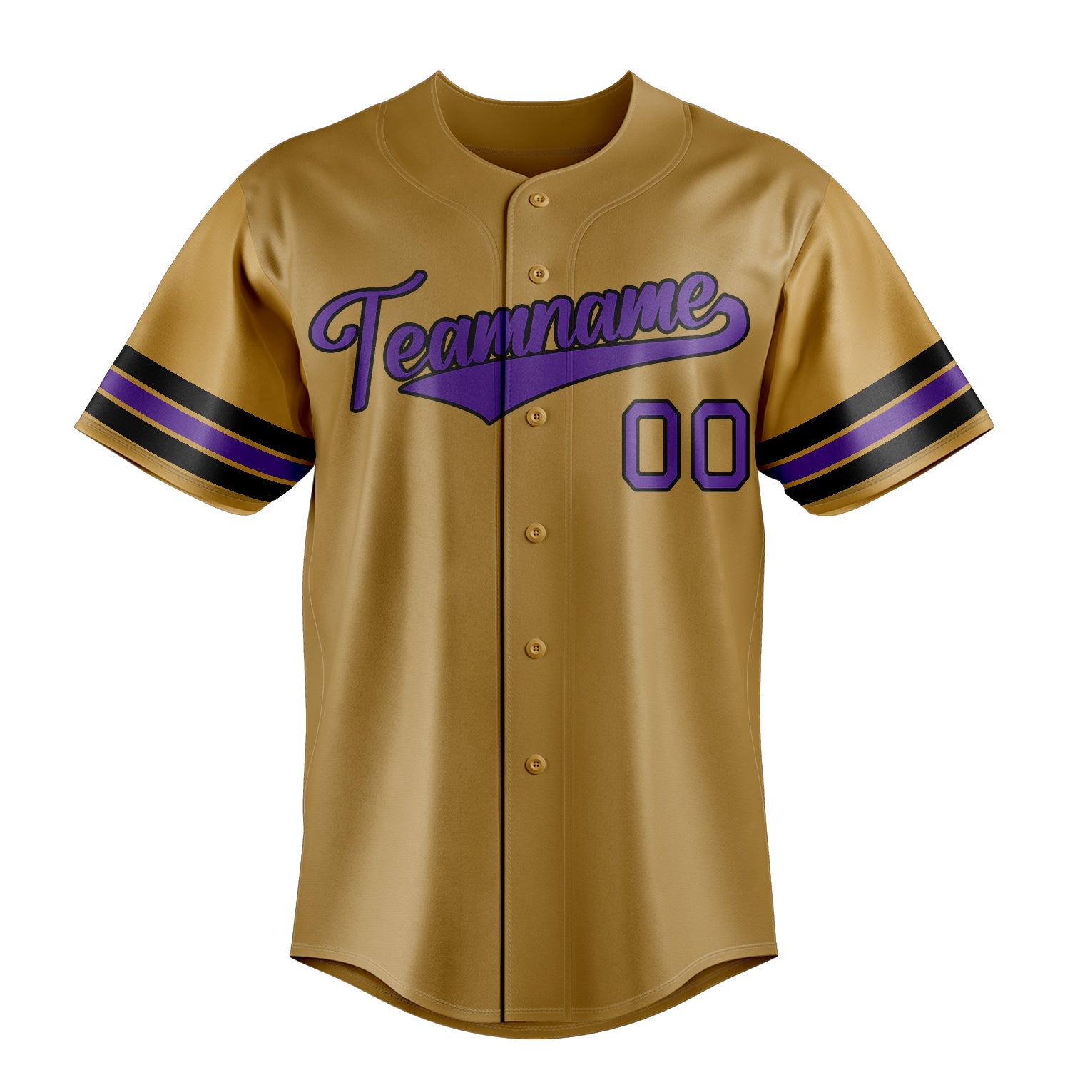 Custom Old Gold & Purple Color Fan Baseball Jersey