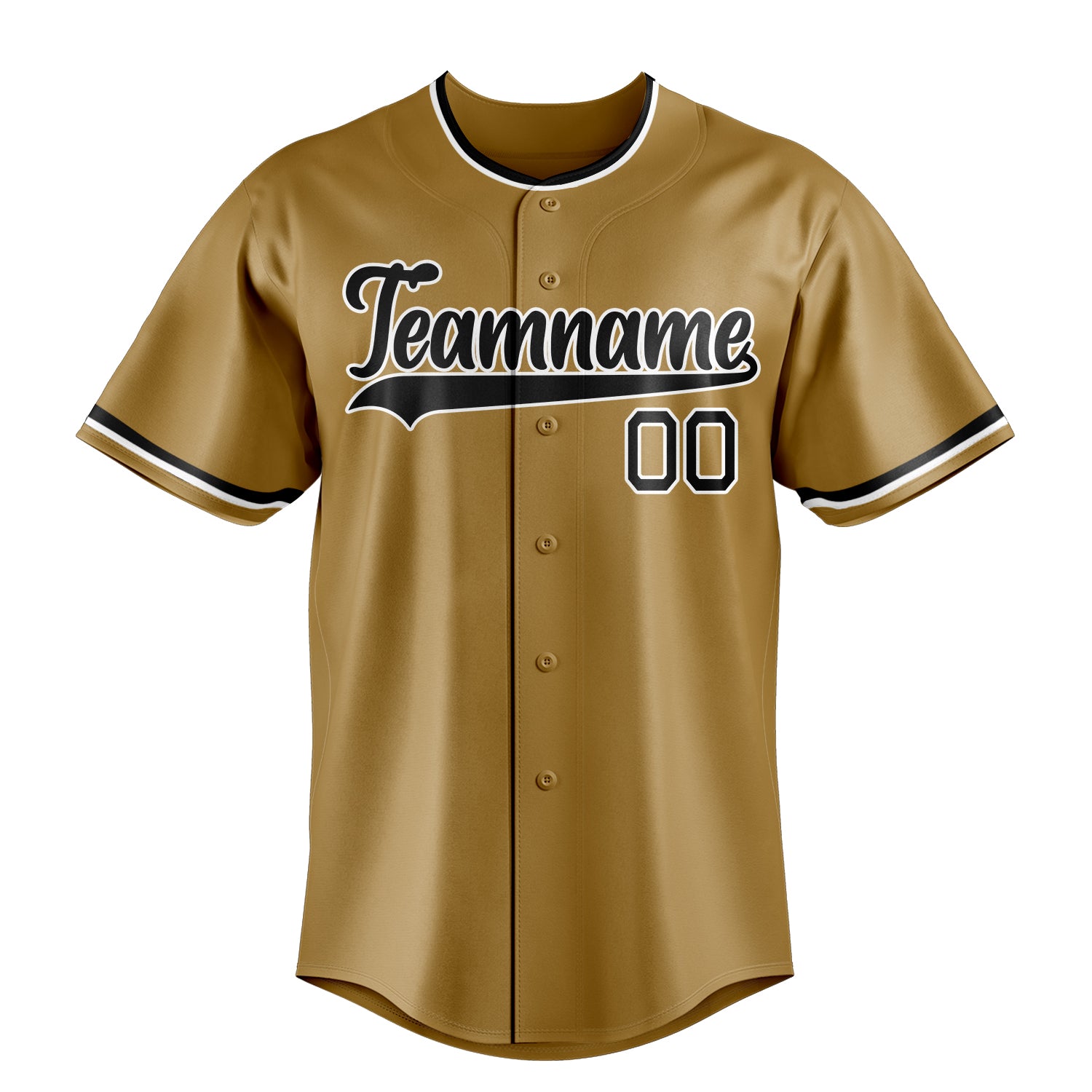 Custom Old Gold & Black Color Fan Baseball Jersey