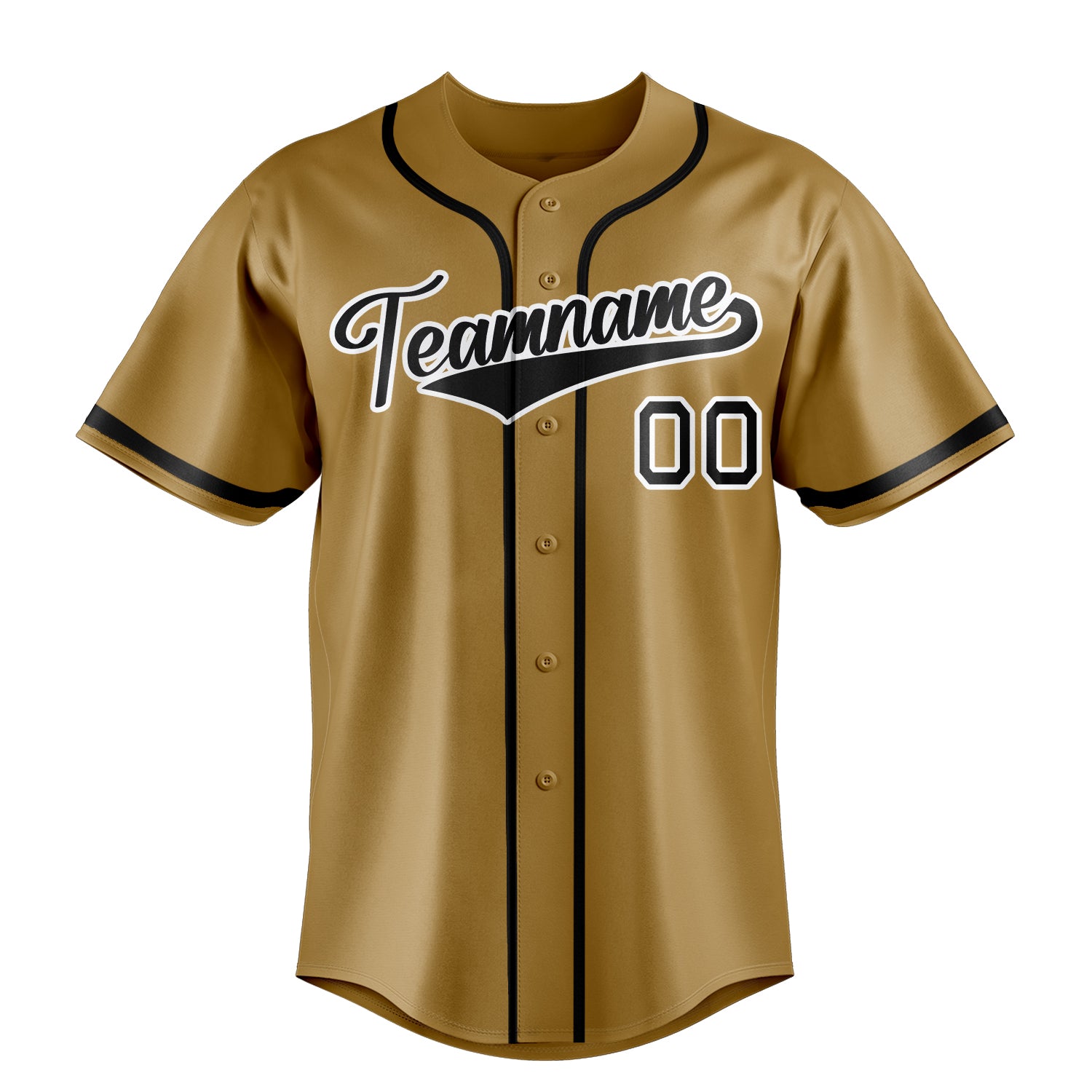 Custom Old Gold & Black Color Fan Baseball Jersey