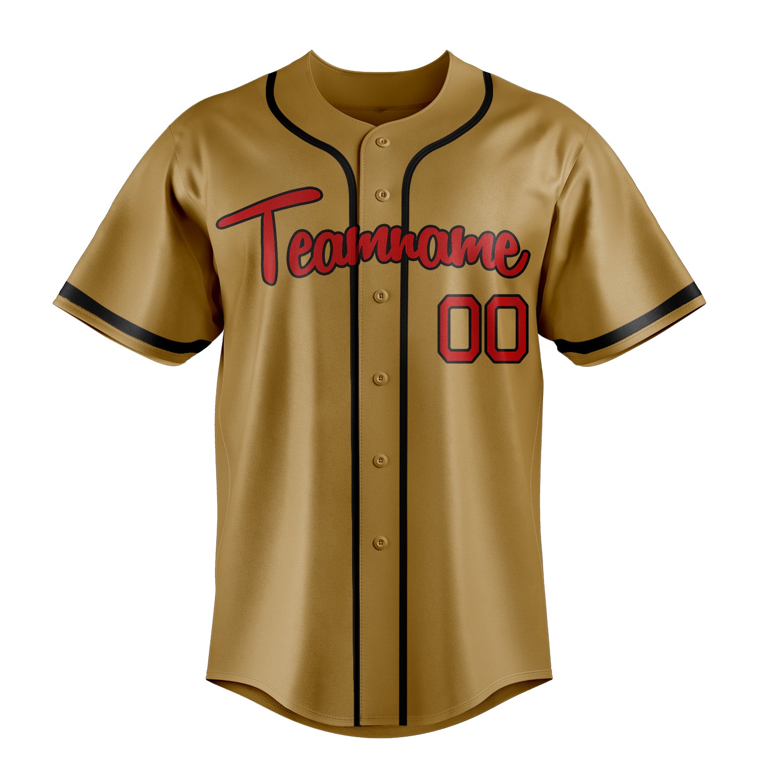 Custom Old Gold & Red Color Fan Baseball Jersey