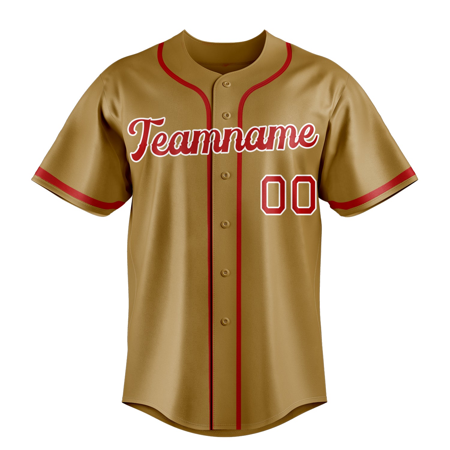 Custom Old Gold & Red Color Fan Baseball Jersey