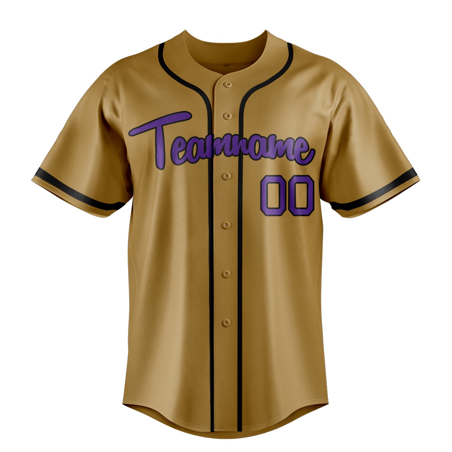 Custom Old Gold & Purple Color Fan Baseball Jersey