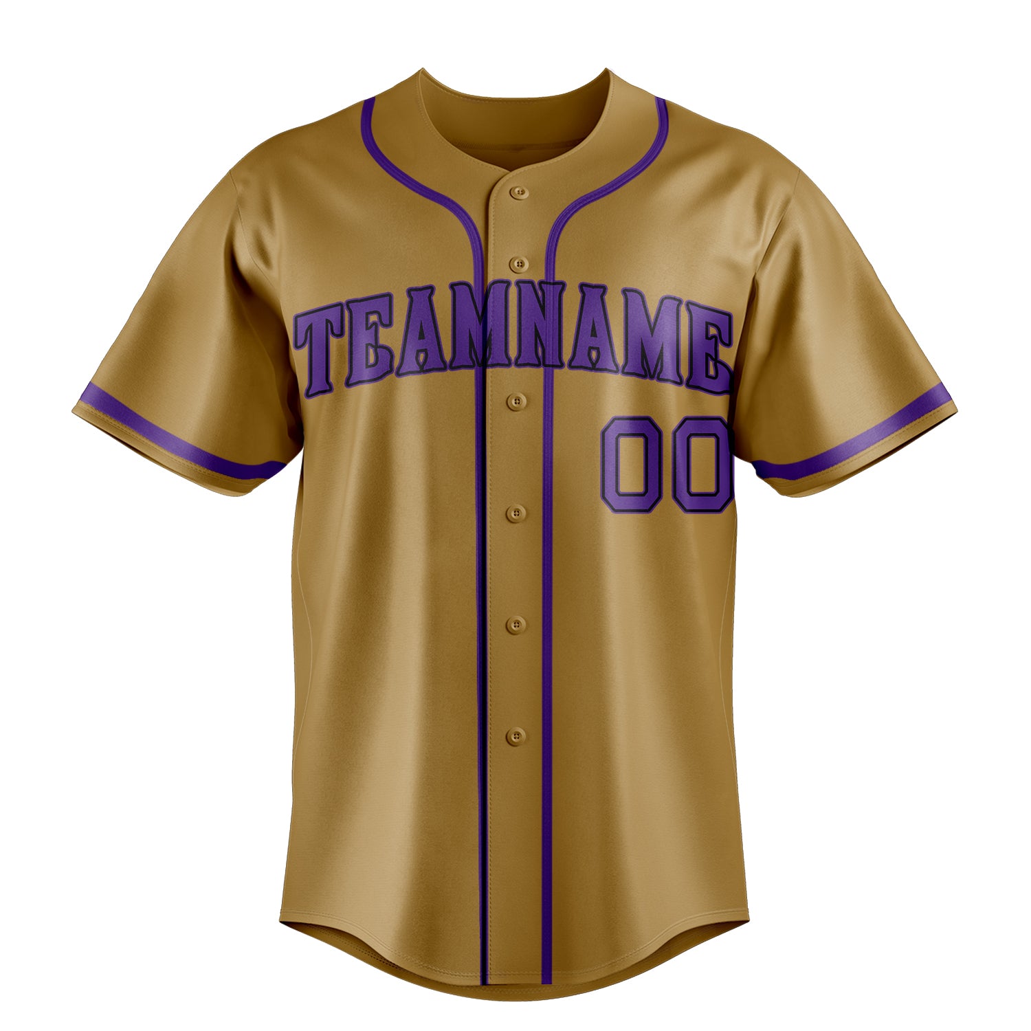 Custom Old Gold & Purple Color Fan Baseball Jersey