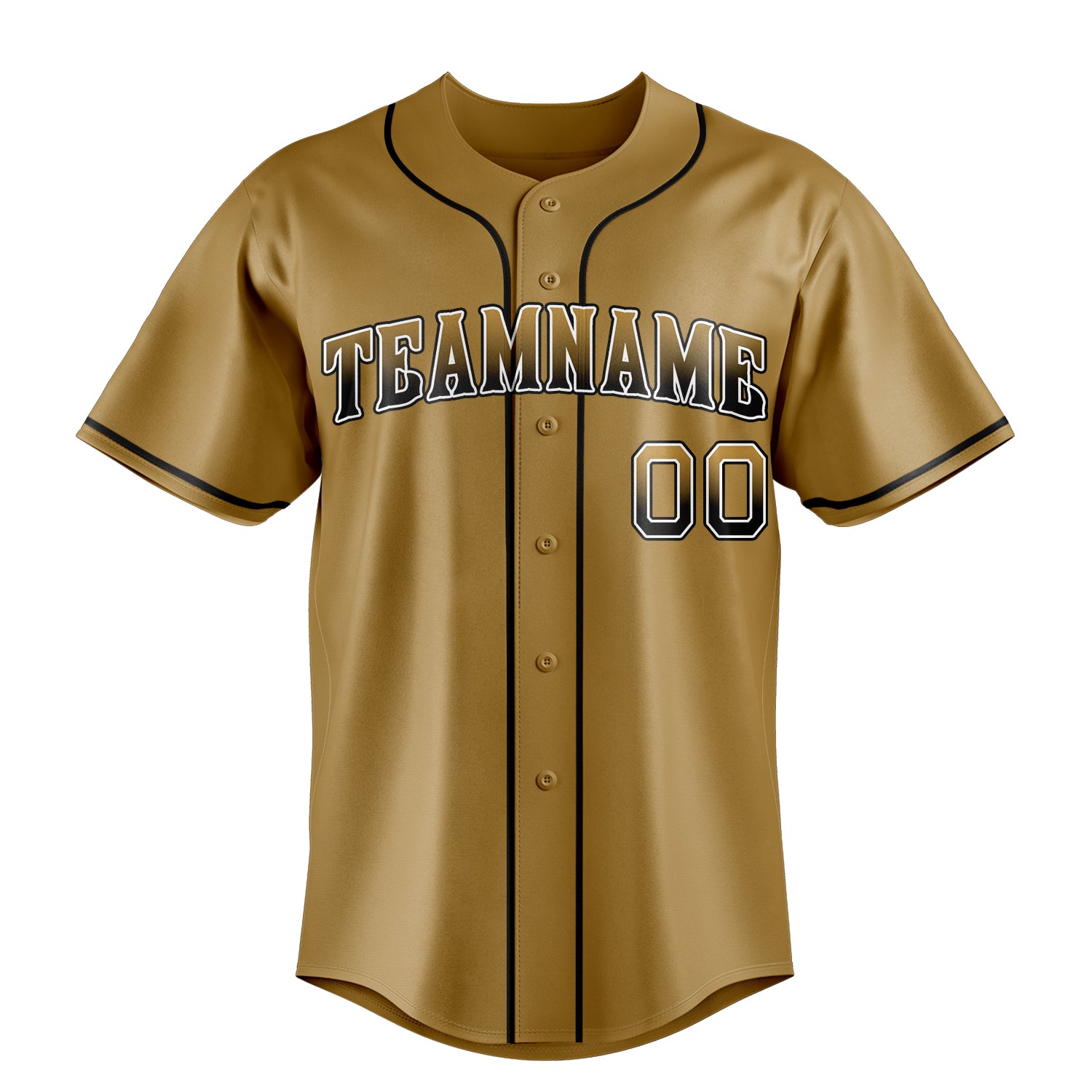 Custom Old Gold & Black Color Fan Baseball Jersey