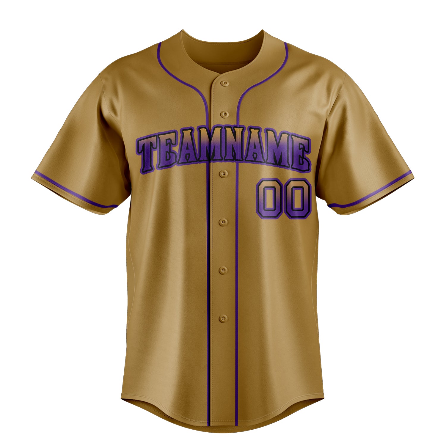 Custom Old Gold & Purple Color Fan Baseball Jersey