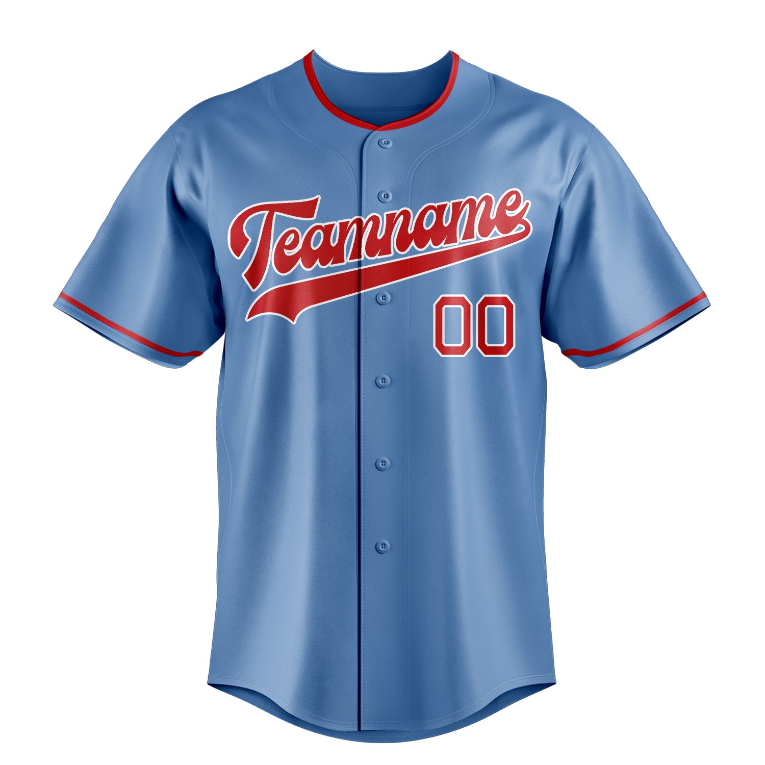Custom Light Blue & Red Color Fan Baseball Jersey
