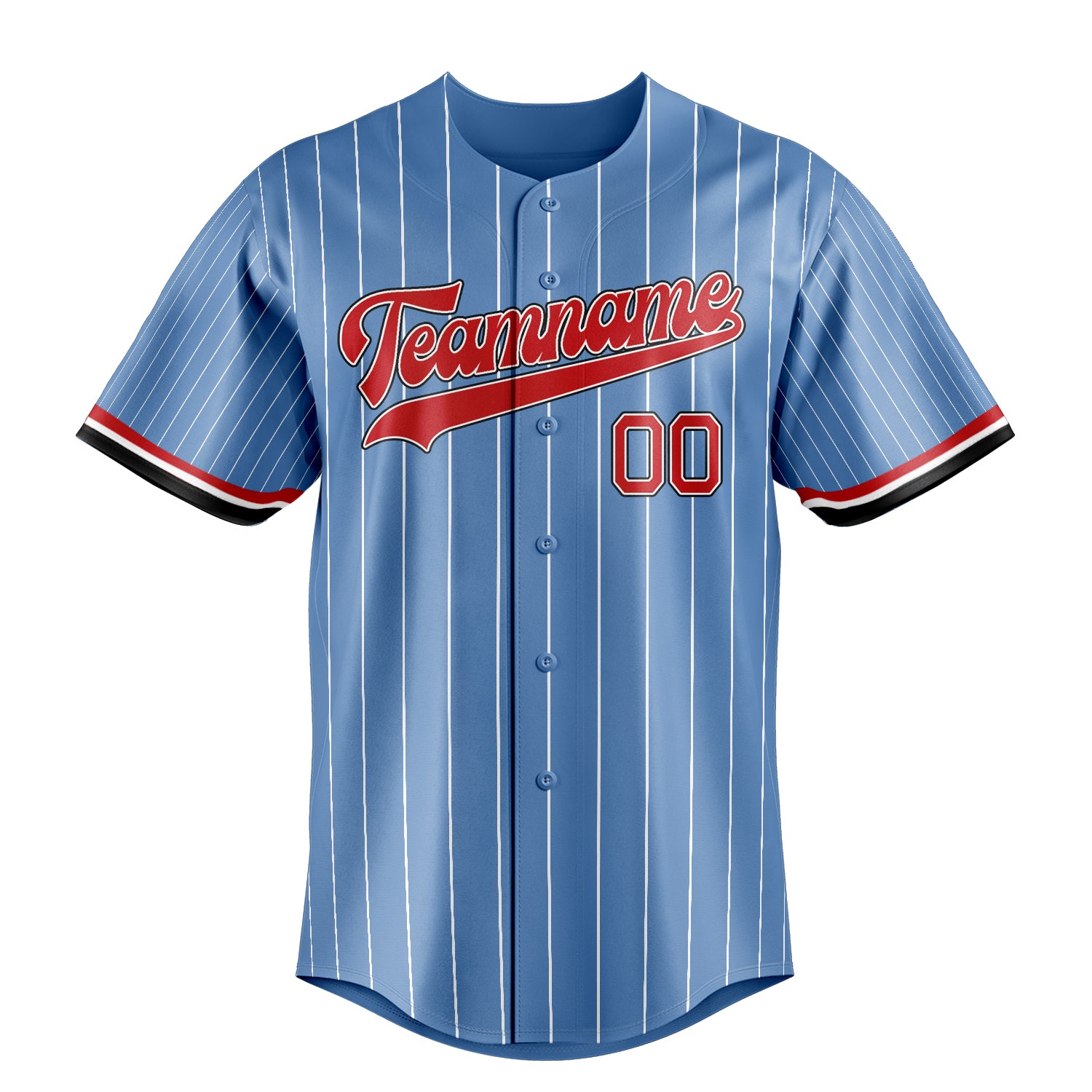 Custom Light Blue & Red White Pinstripe Fan Baseball Jersey