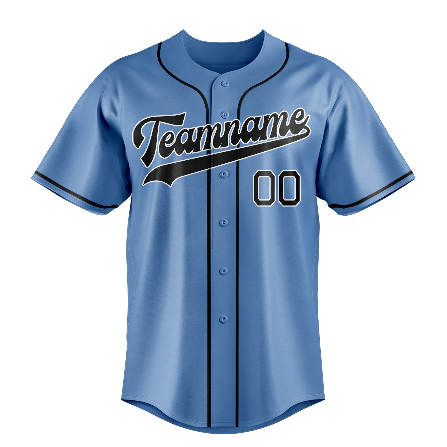Custom Light Blue & Black Color Fan Baseball Jersey