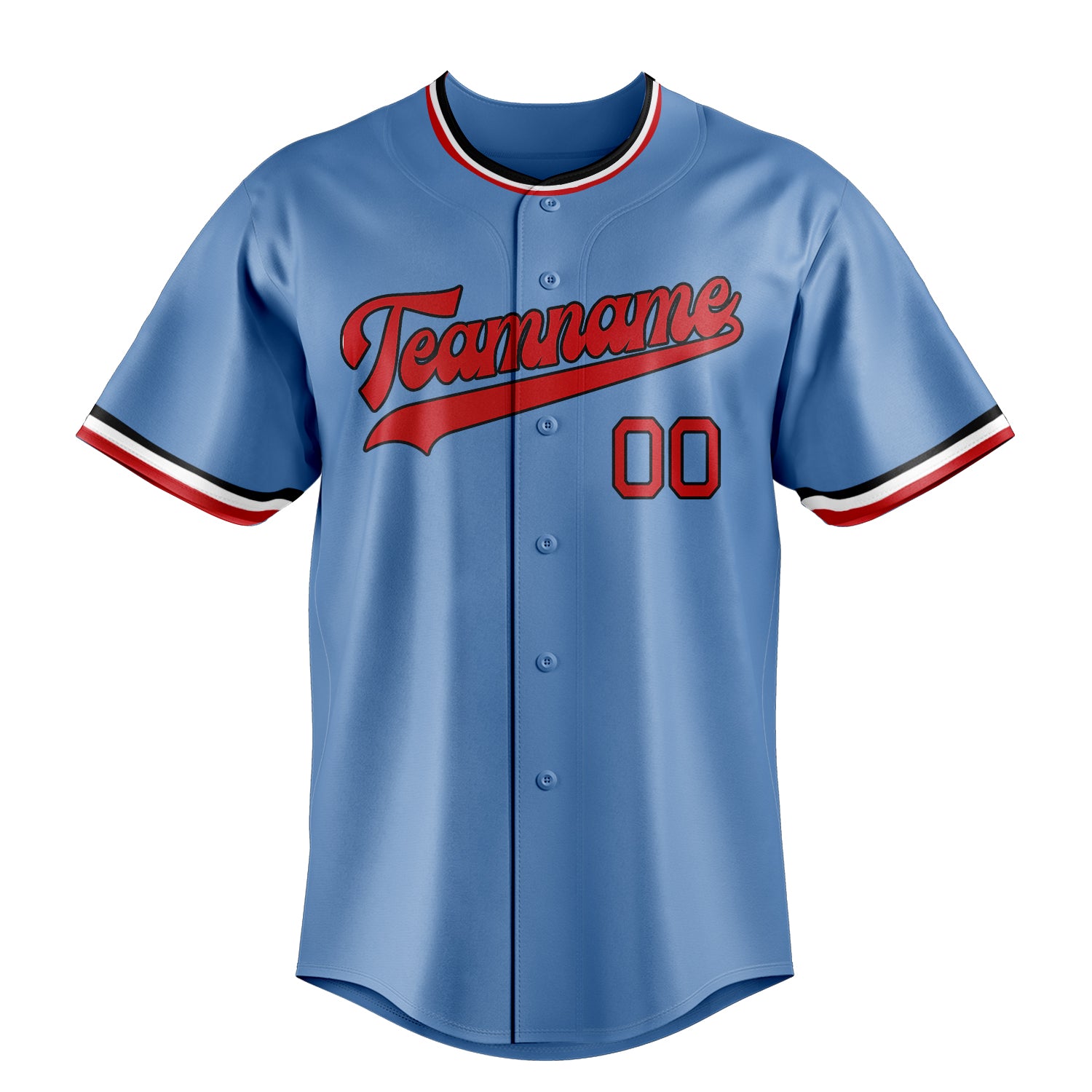 Custom Light Blue & Red Color Fan Baseball Jersey
