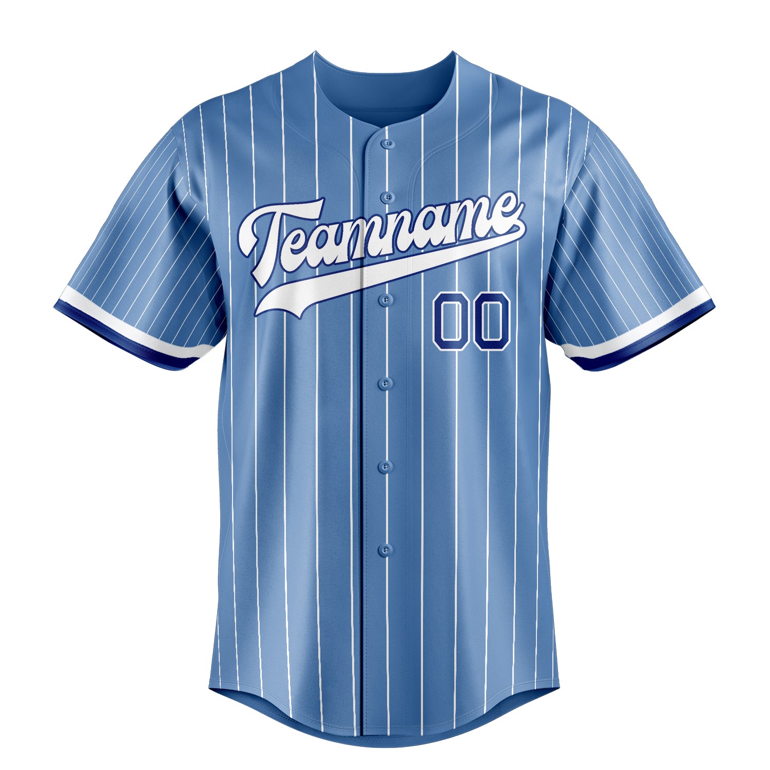Custom Light Blue & White White Pinstripe Fan Baseball Jersey