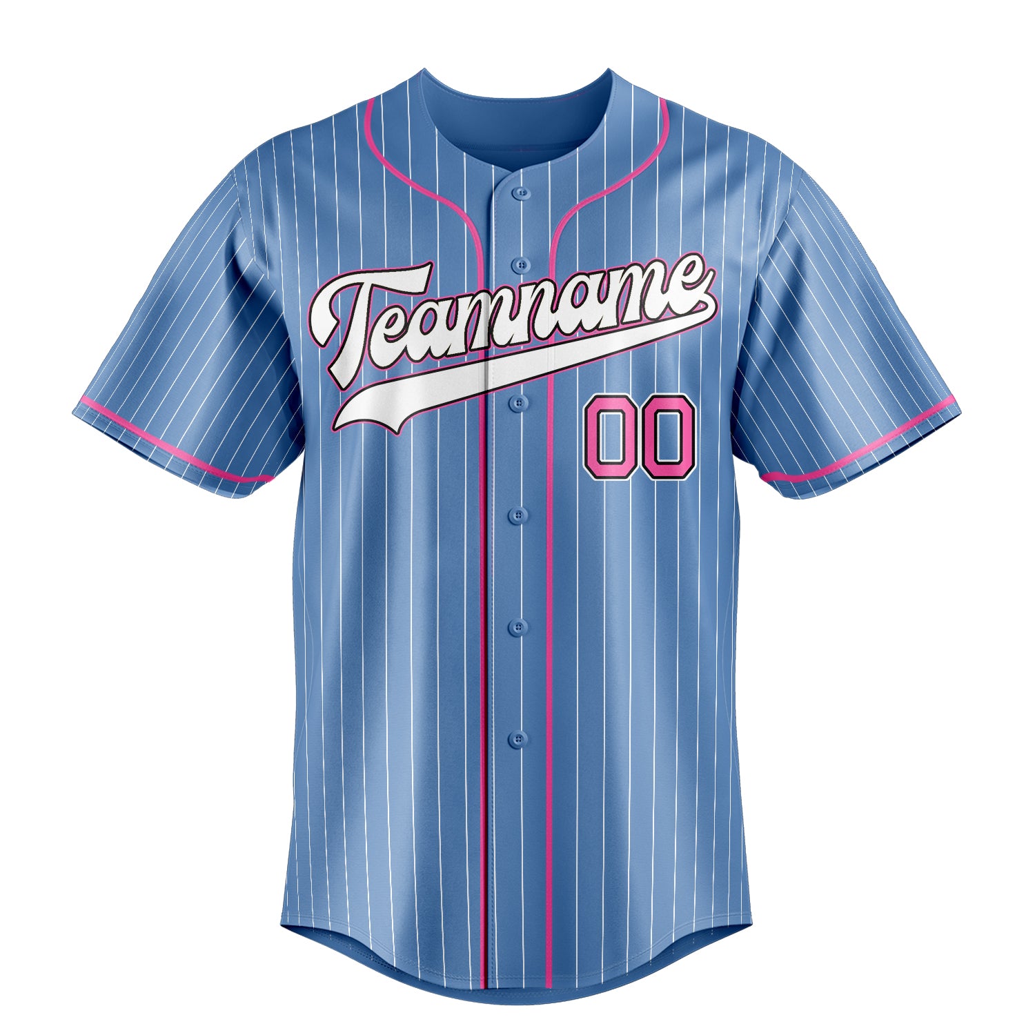 Custom Light Blue & Pink White Pinstripe Fan Baseball Jersey