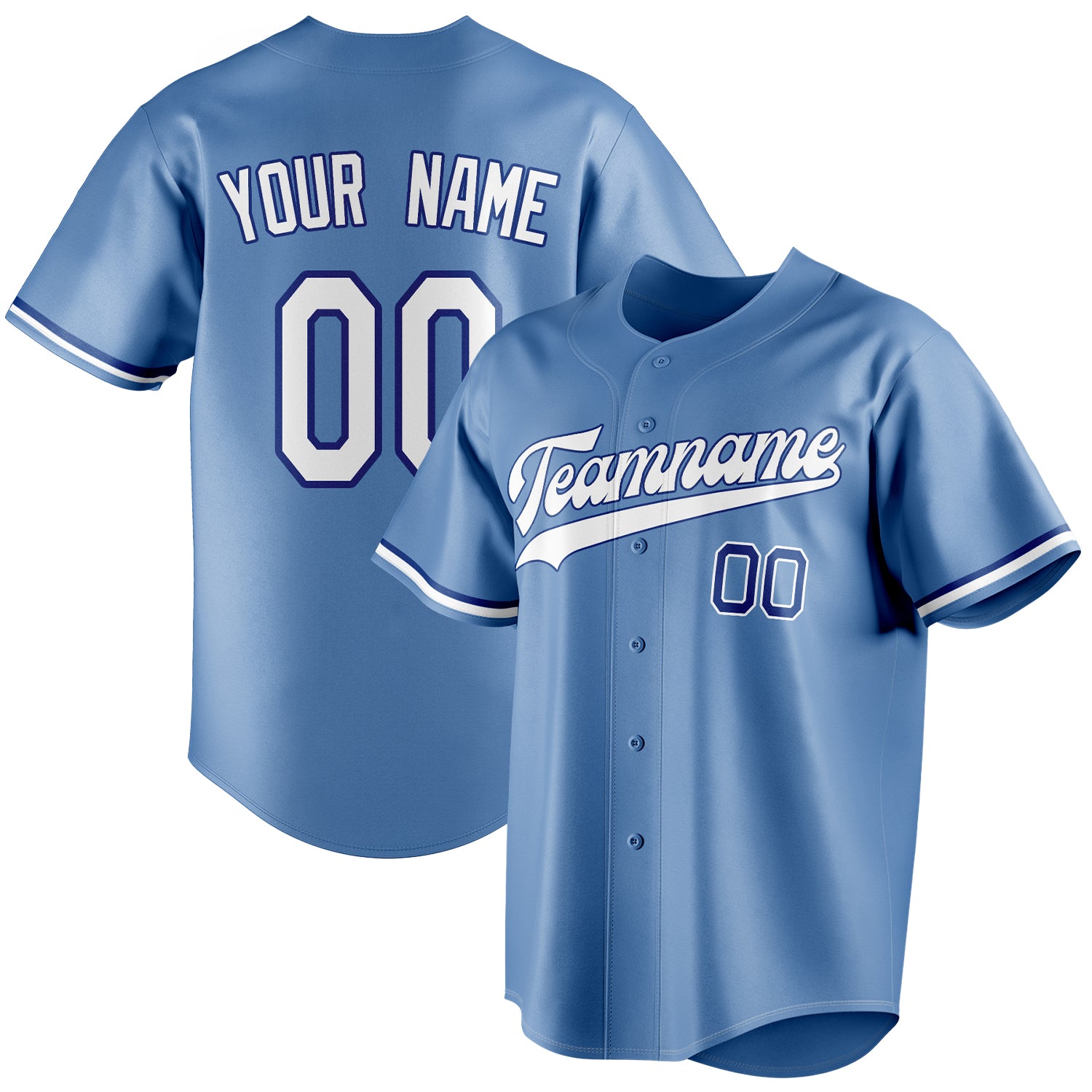 Custom Light Blue & White Color Fan Baseball Jersey BB01240531WY476