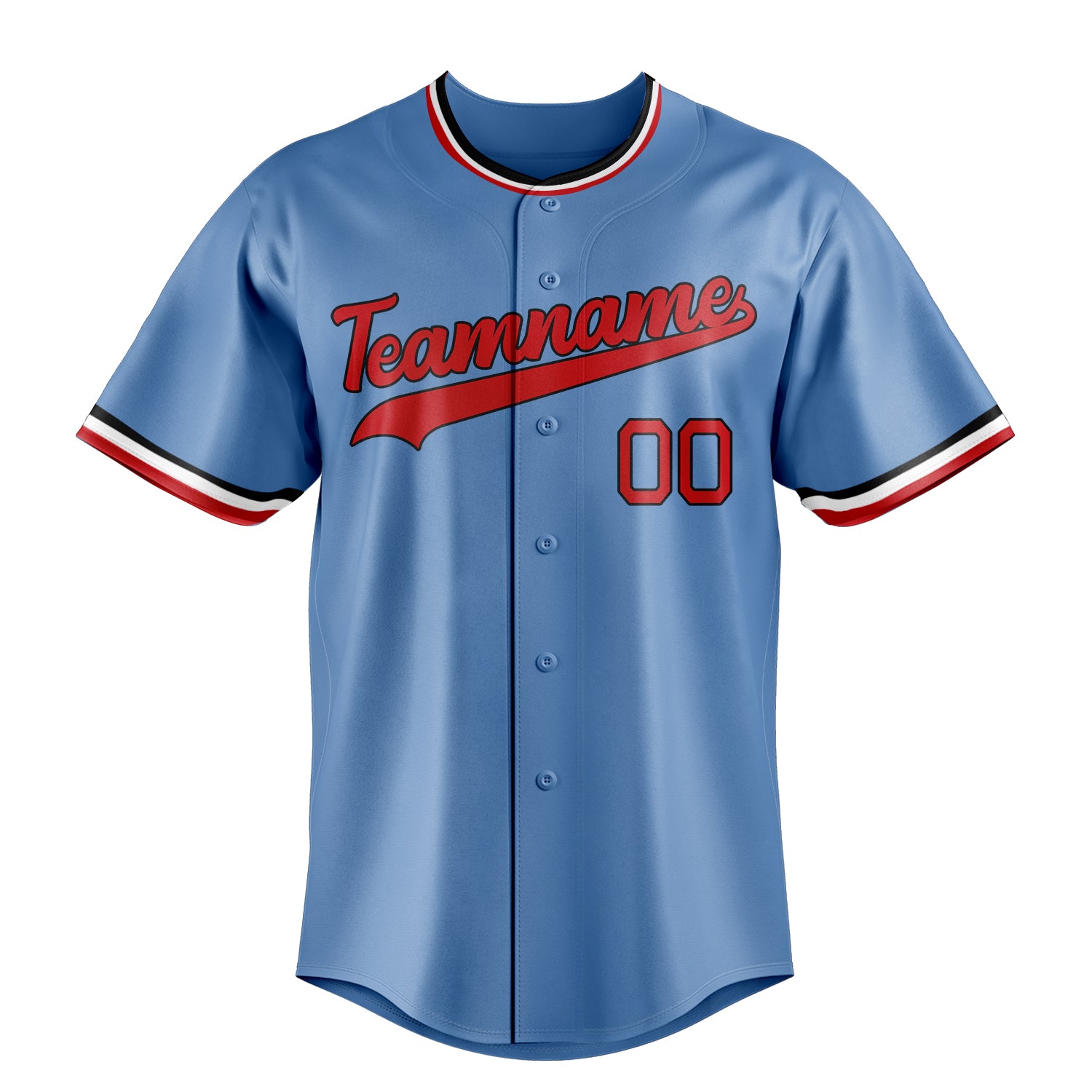 Custom Light Blue & Red Color Fan Baseball Jersey