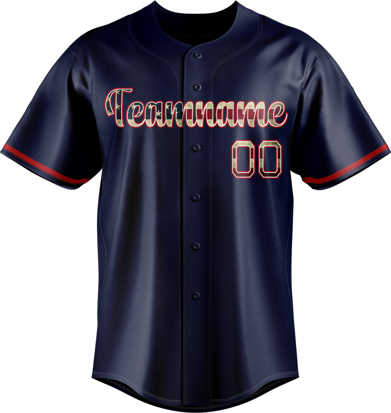 Custom Navy & Red Color Fan Baseball Jersey