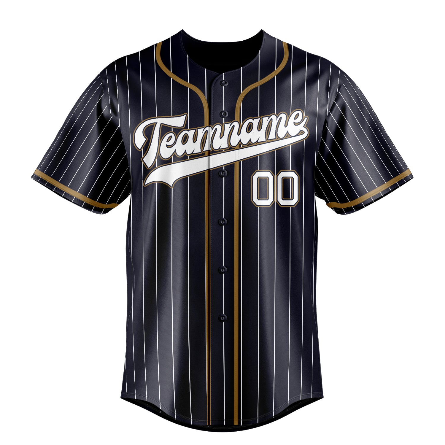 Custom Navy & White White Pinstripe Fan Baseball Jersey