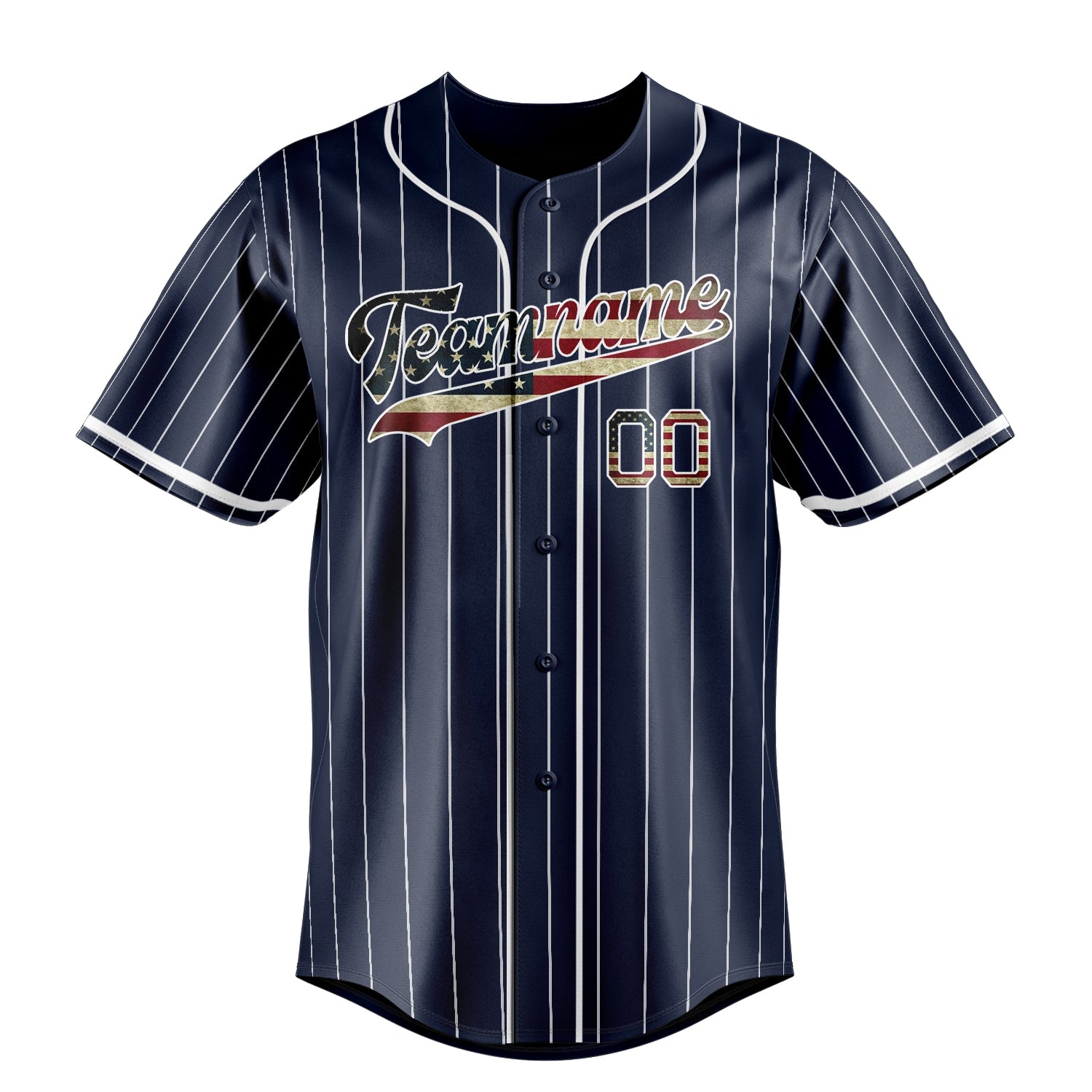 Custom Navy & White White Pinstripe Fan Baseball Jersey