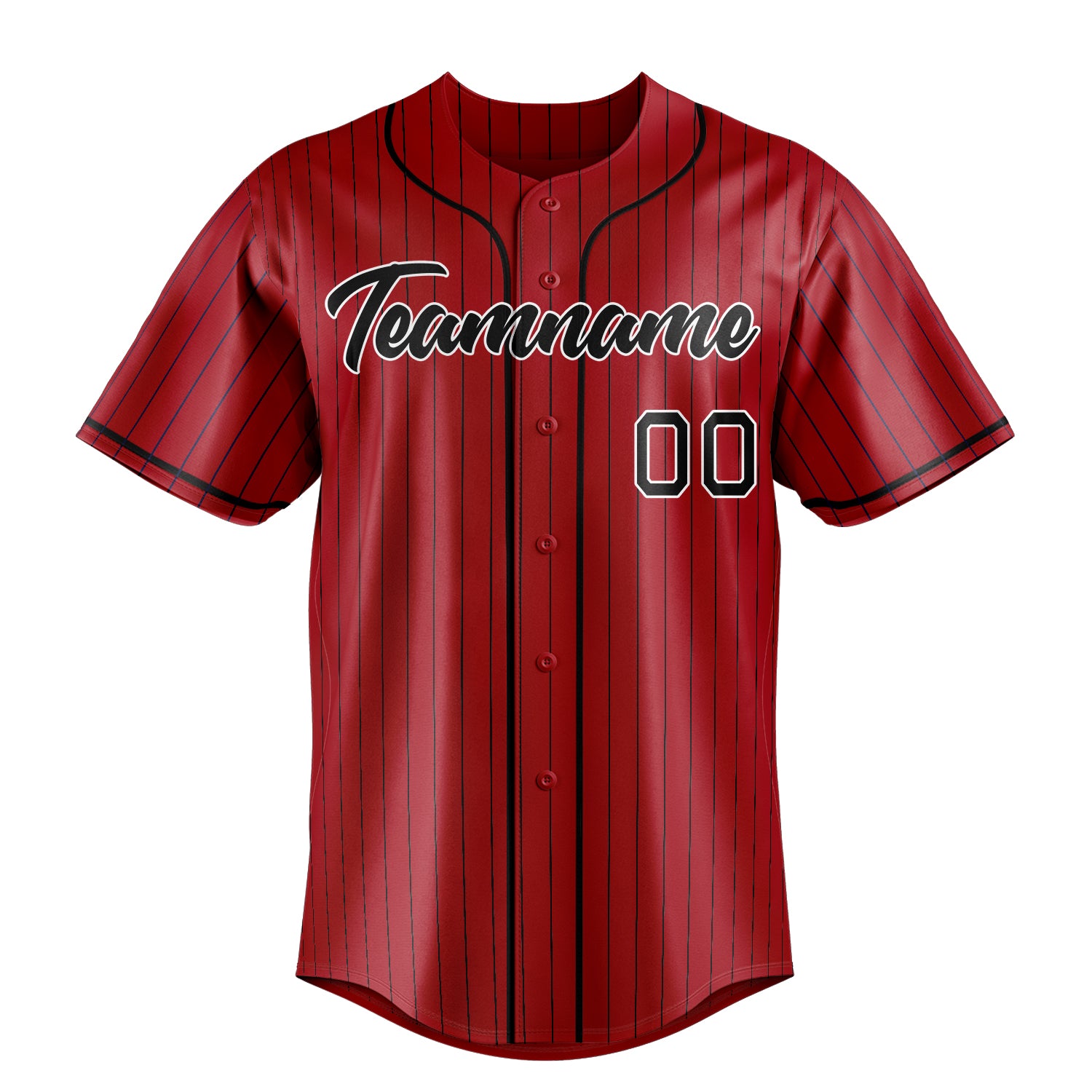 Custom Red & Black Black Pinstripe Fan Baseball Jersey