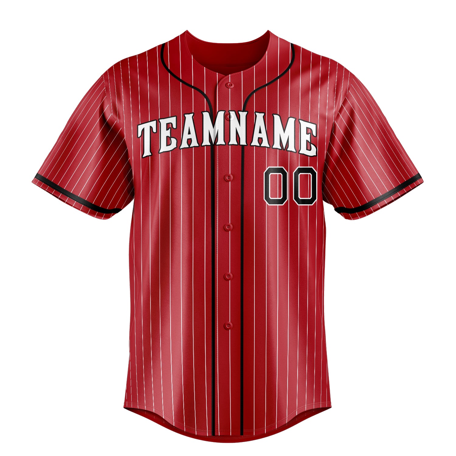 Custom Red & Black White Pinstripe Fan Baseball Jersey