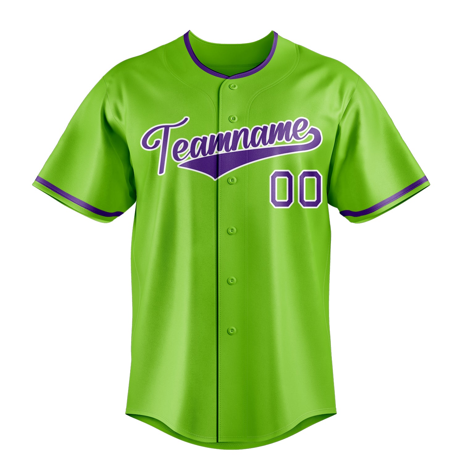 Custom Neon Green & Purple Color Fan Baseball Jersey