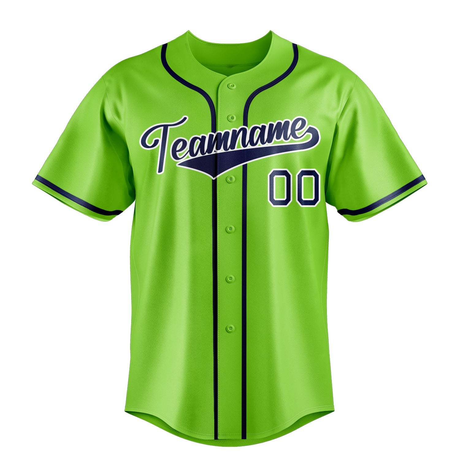 Custom Neon Green & Navy Color Fan Baseball Jersey