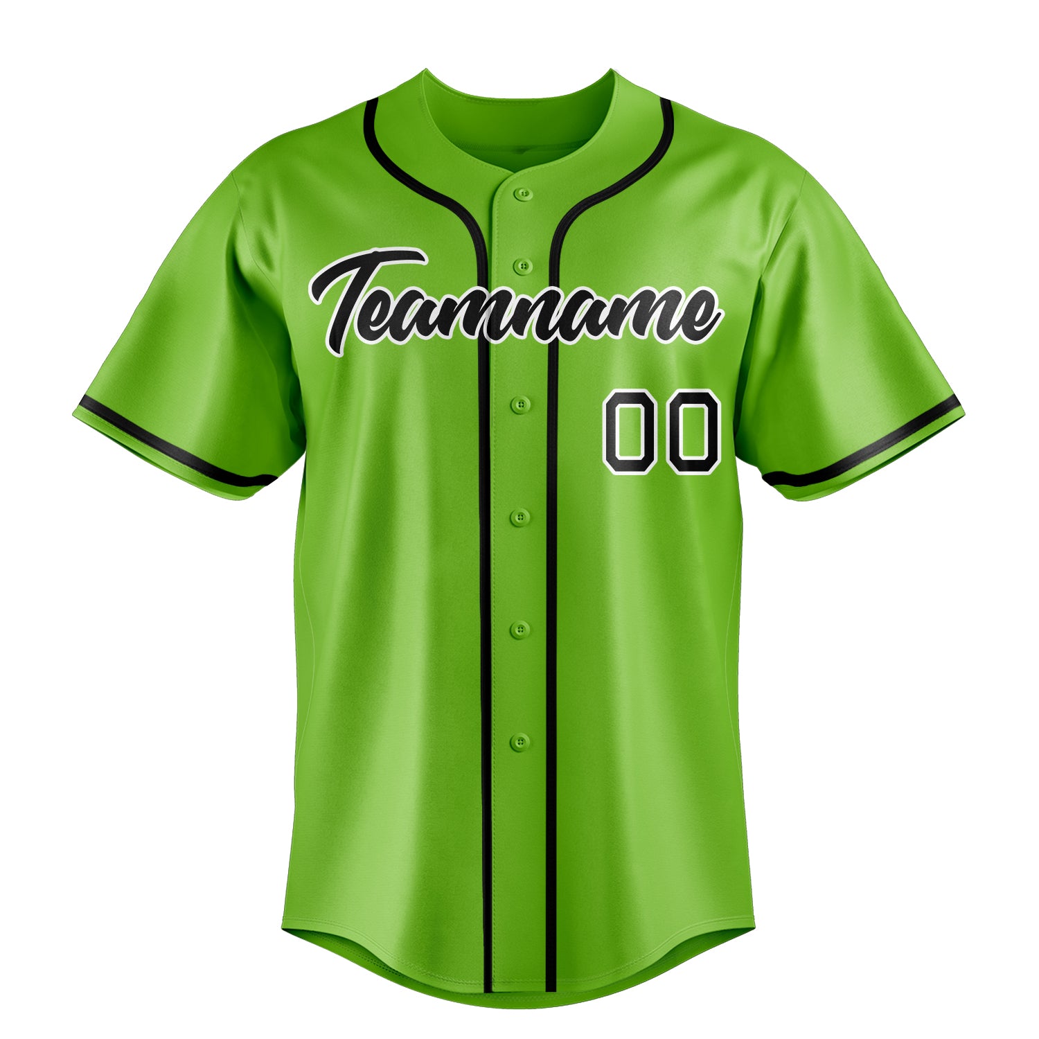 Custom Neon Green & Black Color Fan Baseball Jersey