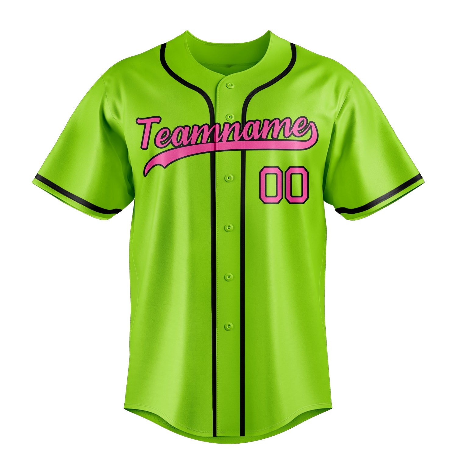 Custom Neon Green & Pink Color Fan Baseball Jersey