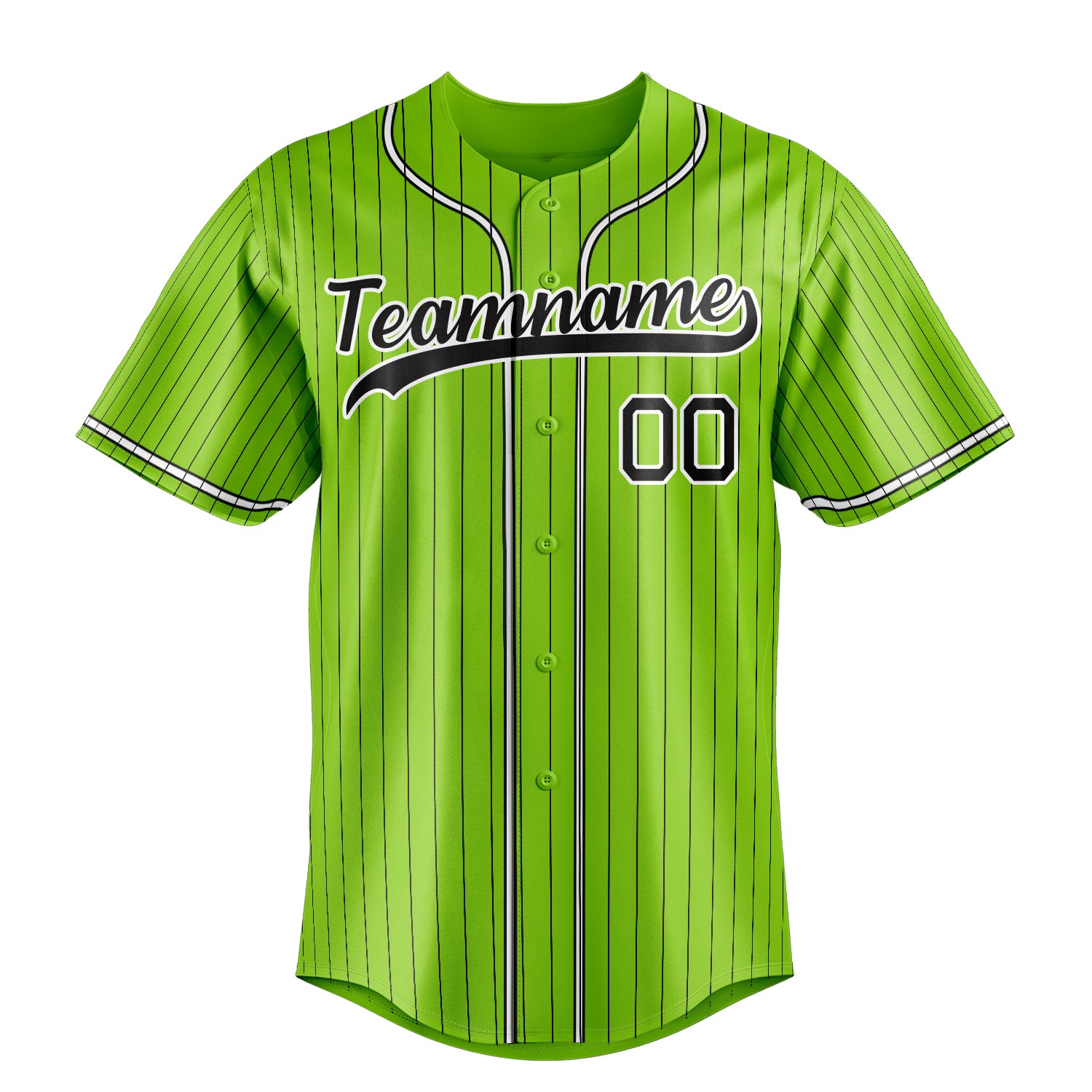Custom Neon Green & Black Black Pinstripe Fan Baseball Jersey