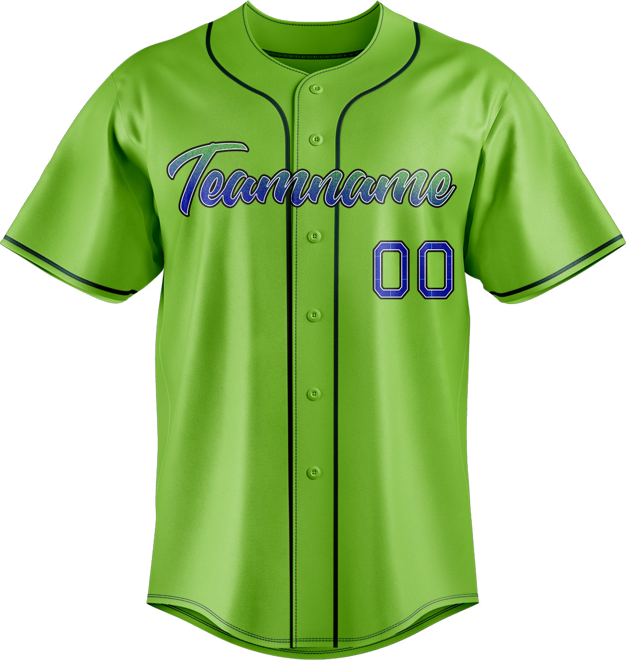 Custom Neon Green & Navy Color Fan Baseball Jersey