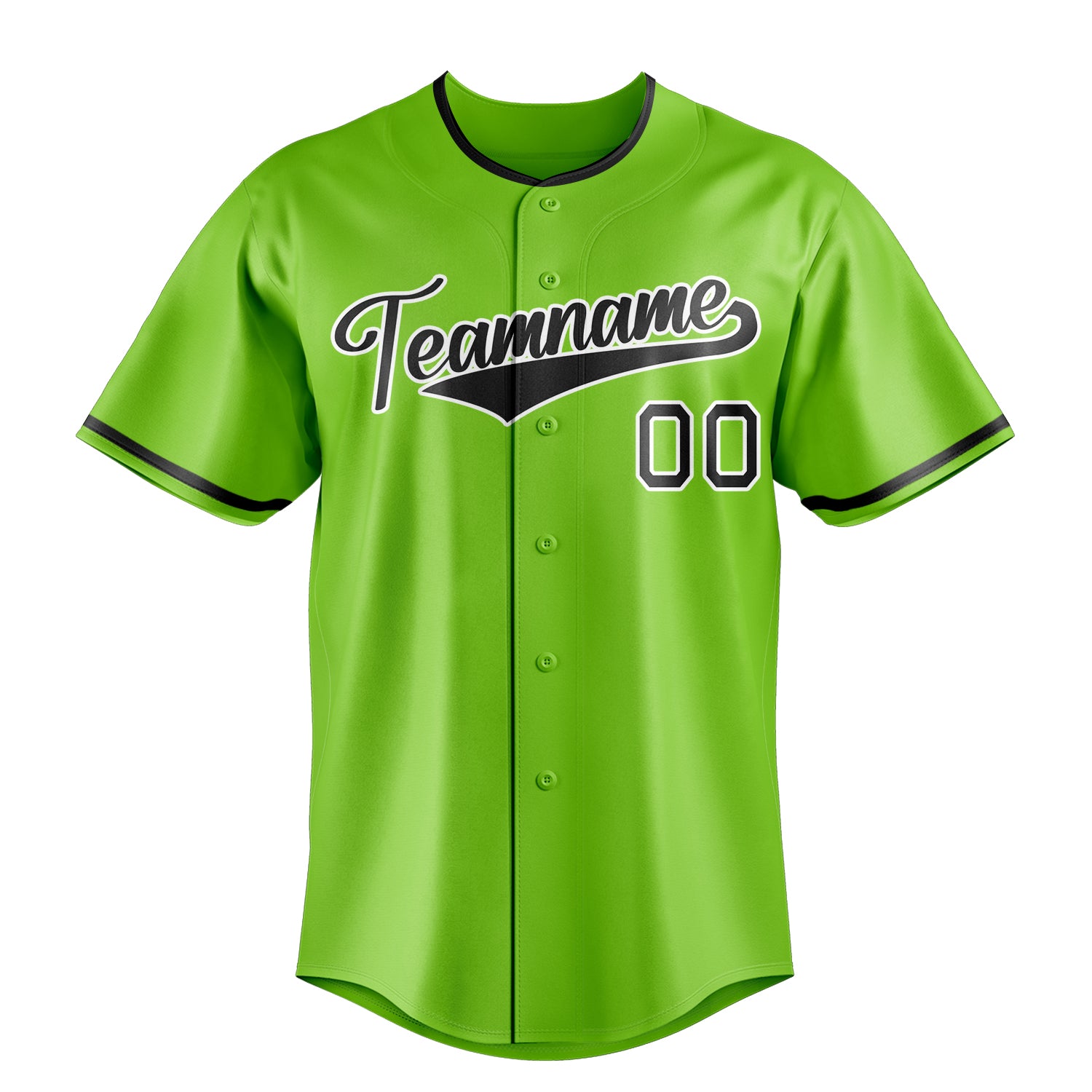 Custom Neon Green & Black Color Fan Baseball Jersey