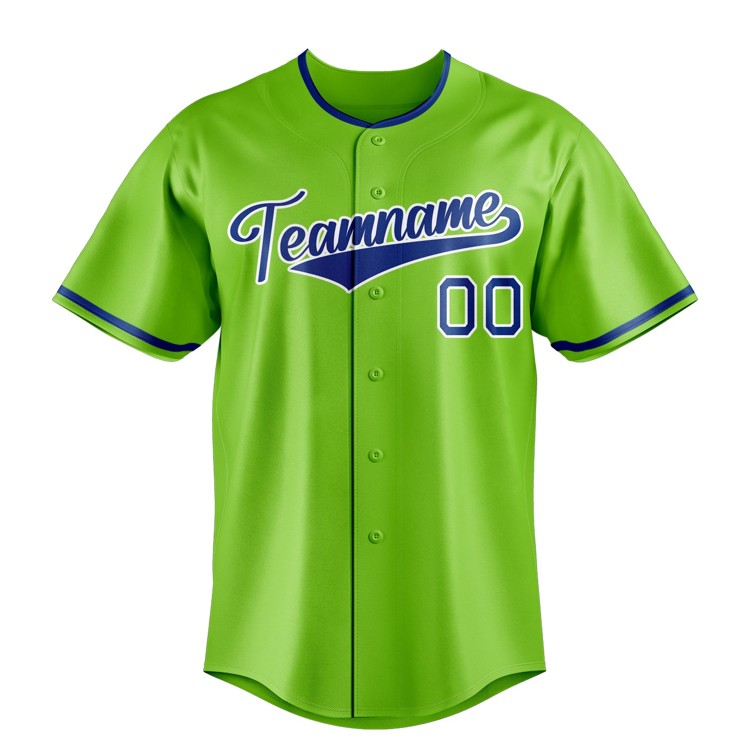 Custom Neon Green & Royal Color Fan Baseball Jersey