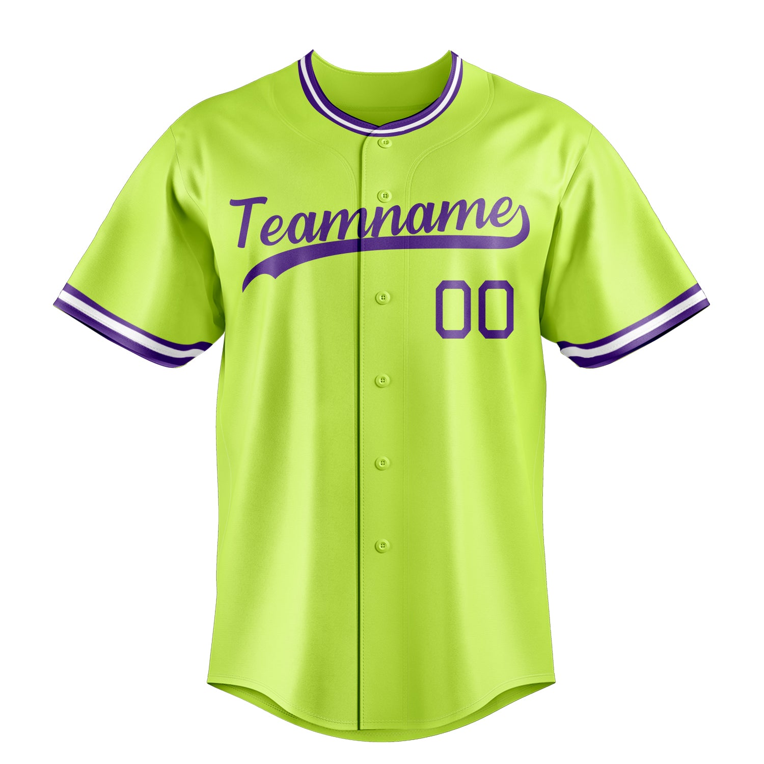 Custom Neon Green & Purple Color Fan Baseball Jersey